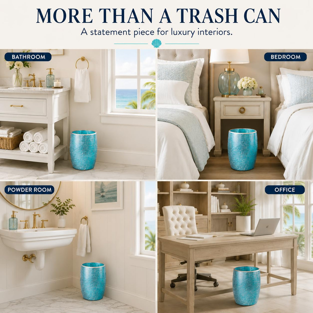 Turquoise Bathroom Trash Can