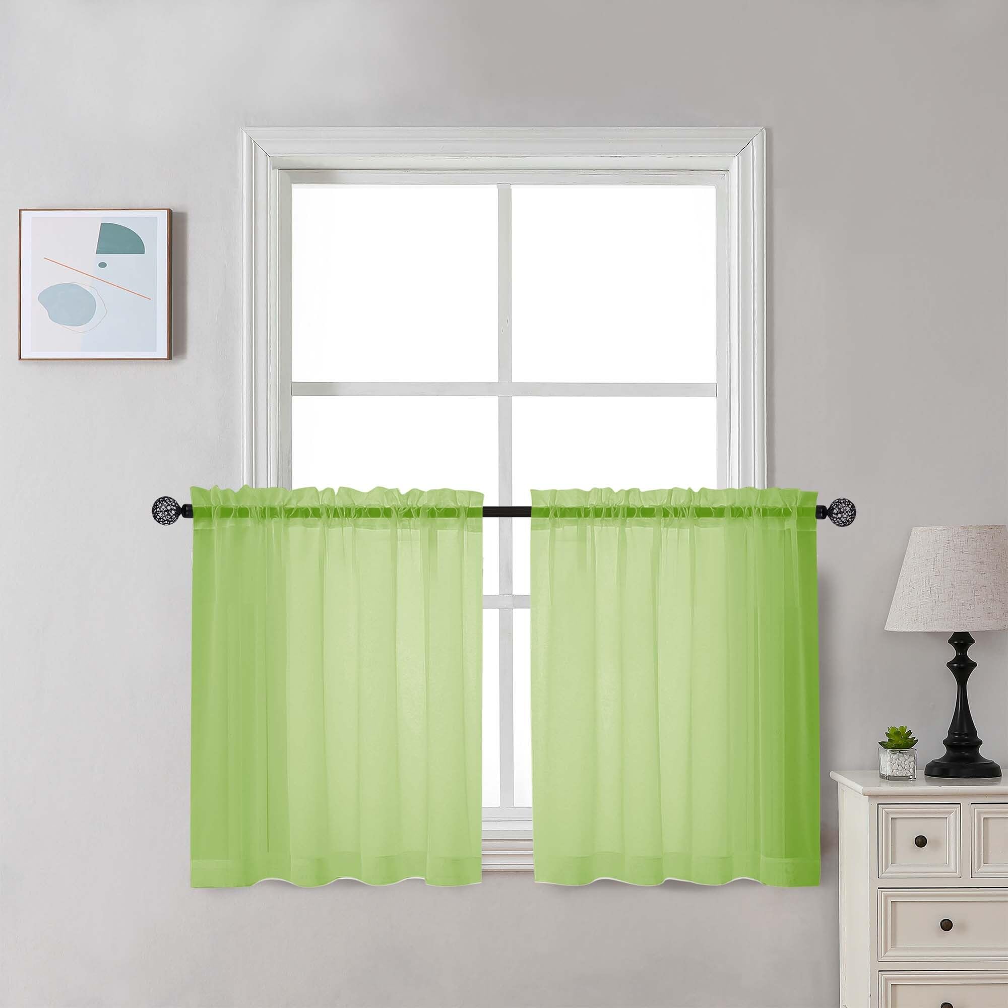 Lime Sheer Curtains 30 inch Length 2 Panels (2 Count)