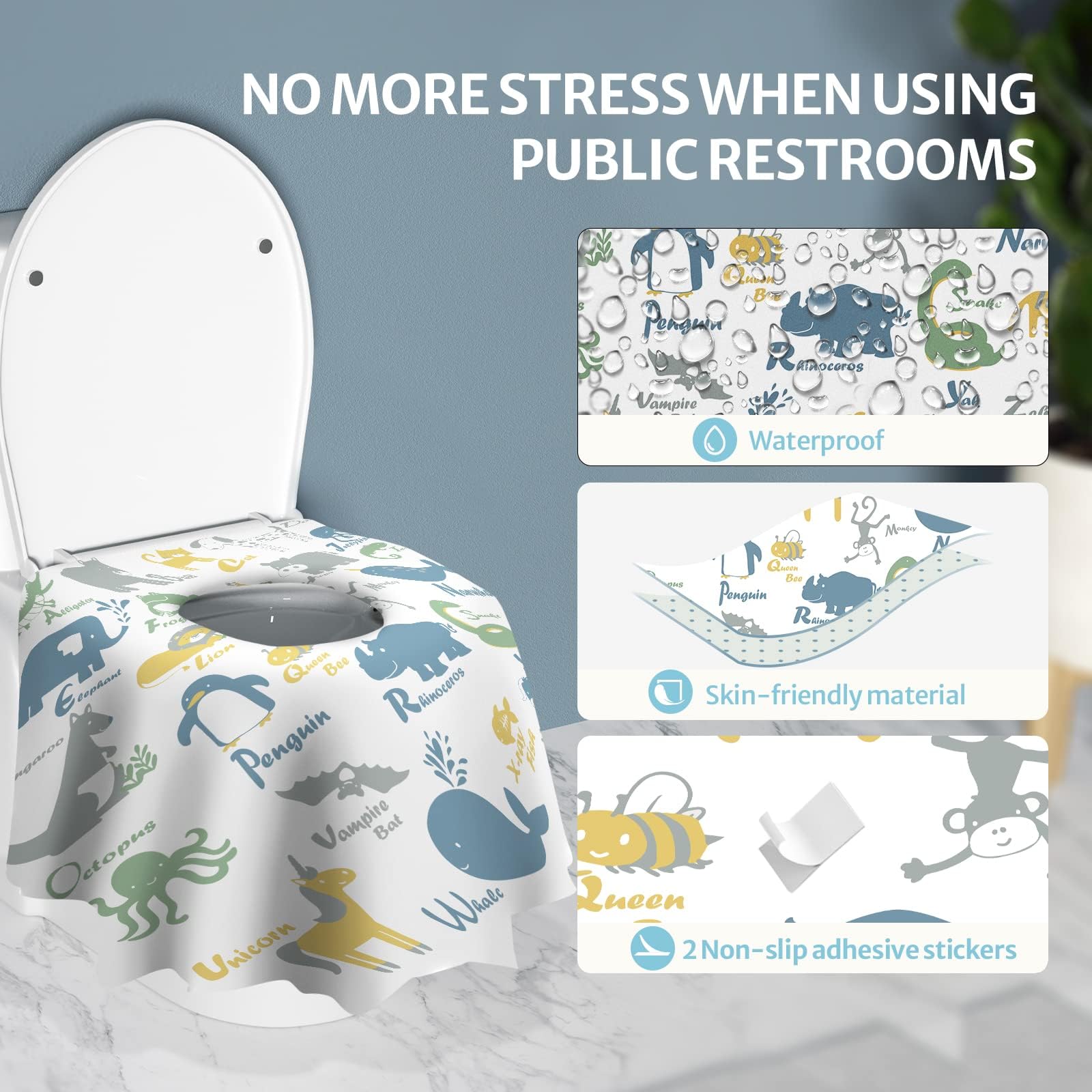 20 Pcs Toilet Seat Covers Disposable for Toddlers & Adults (20 Count)
