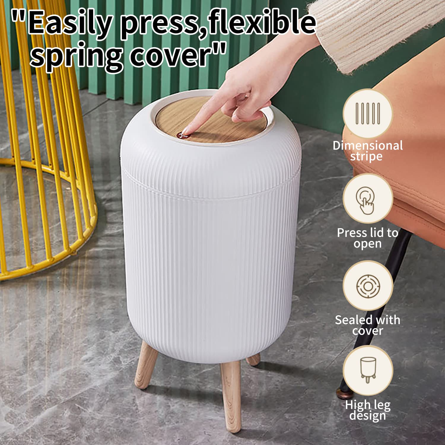 Trash Can With Lid for Bathroom