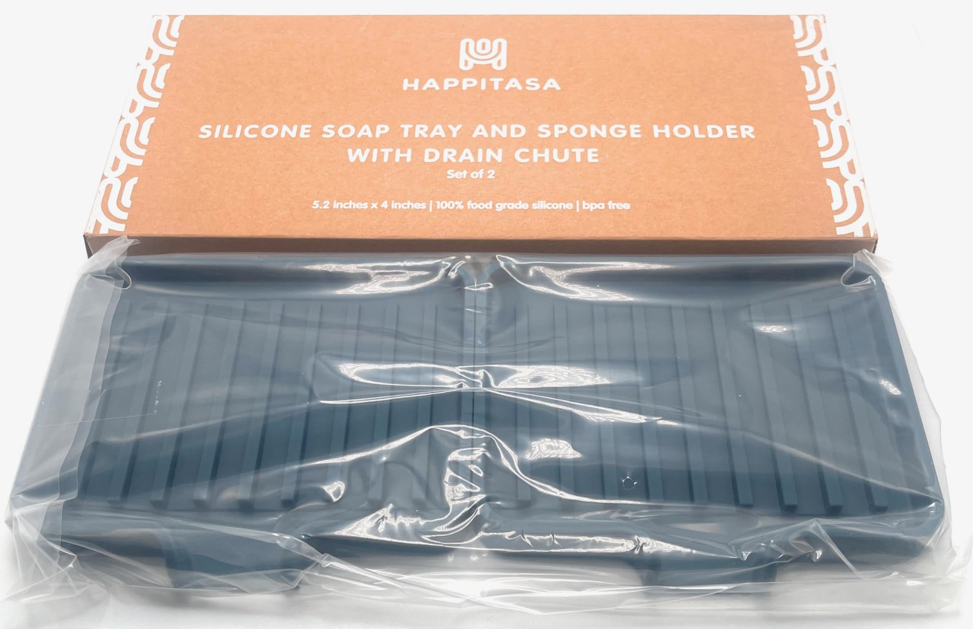 Silicone Soap Dish Tray and Sponge Holder with Drain Chute (2 Count)