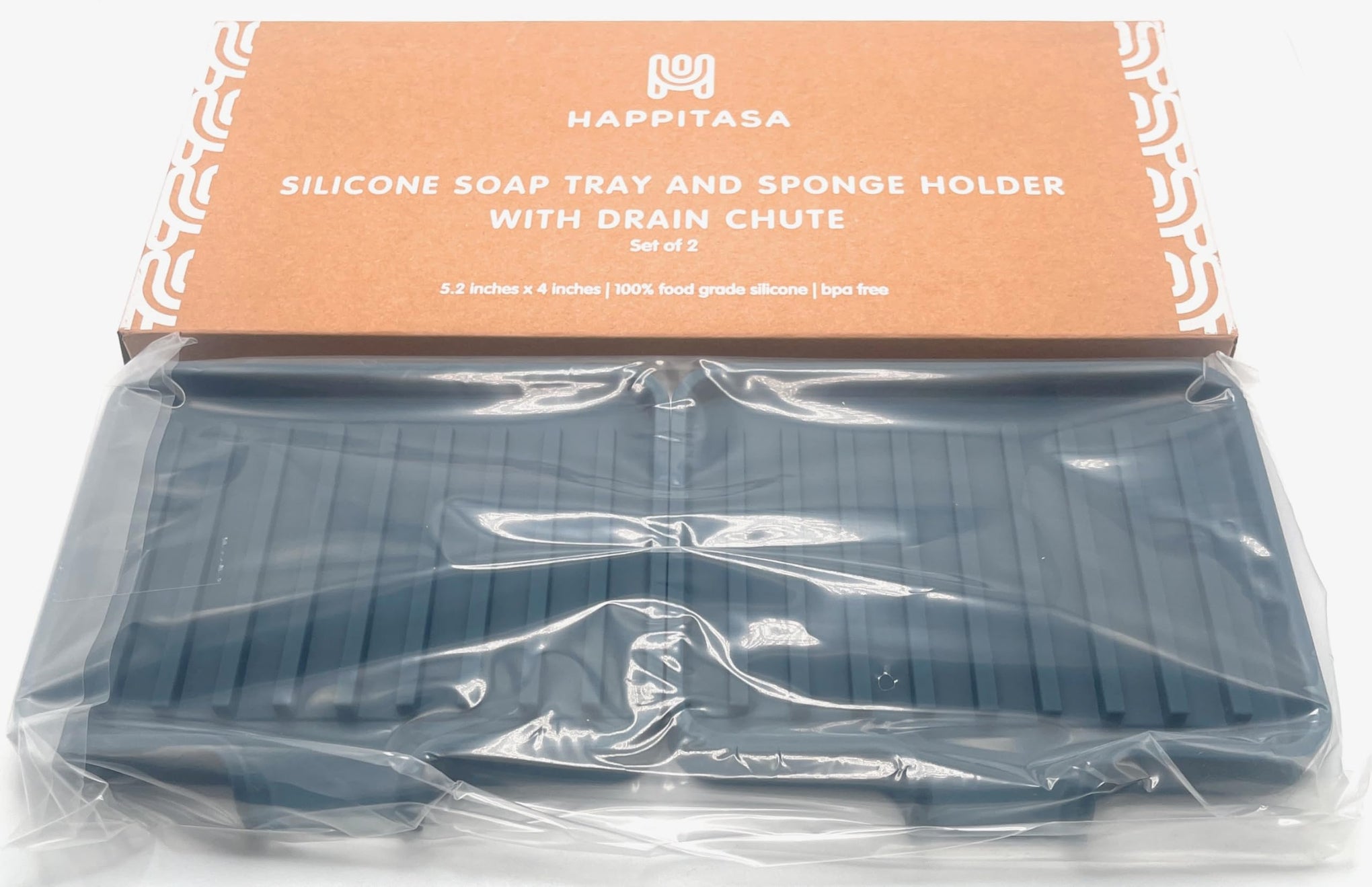 Silicone Soap Dish Tray and Sponge Holder with Drain Chute (2 Count)