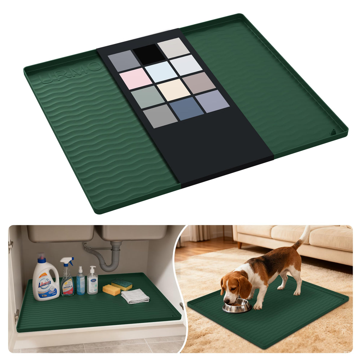 Waterproof Silicone Under Sink Mat 25'' x 22'' Shelf Liner for Kitchen and Bathroom