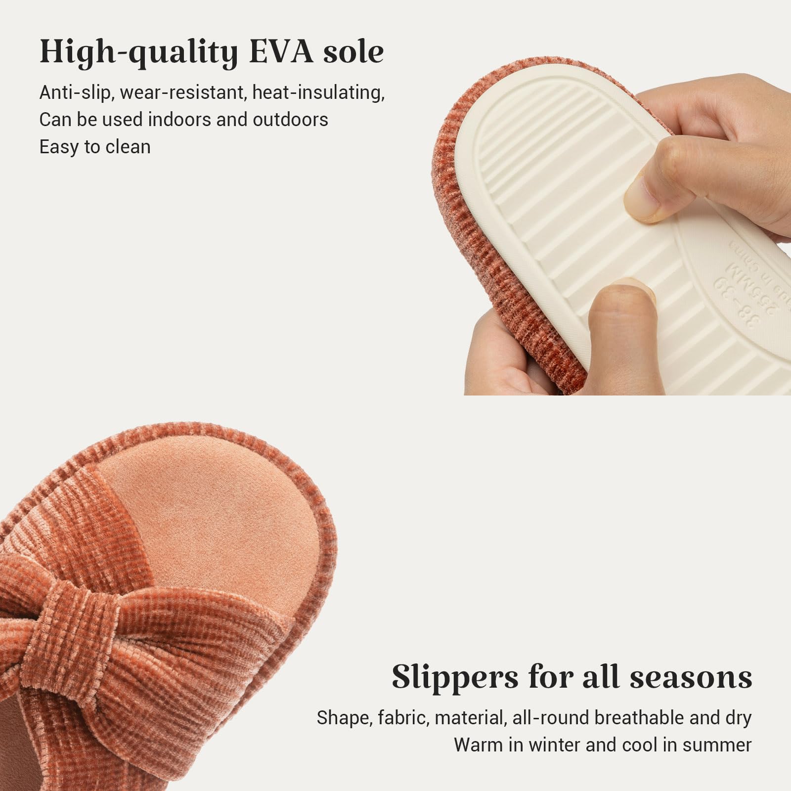 Slippers for Women Memory Foam House Bedroom Bow Crossbands Pearlescent Slipper Shoes Comfy Trendy Gift Slippers Orange Size 7 8 6.5