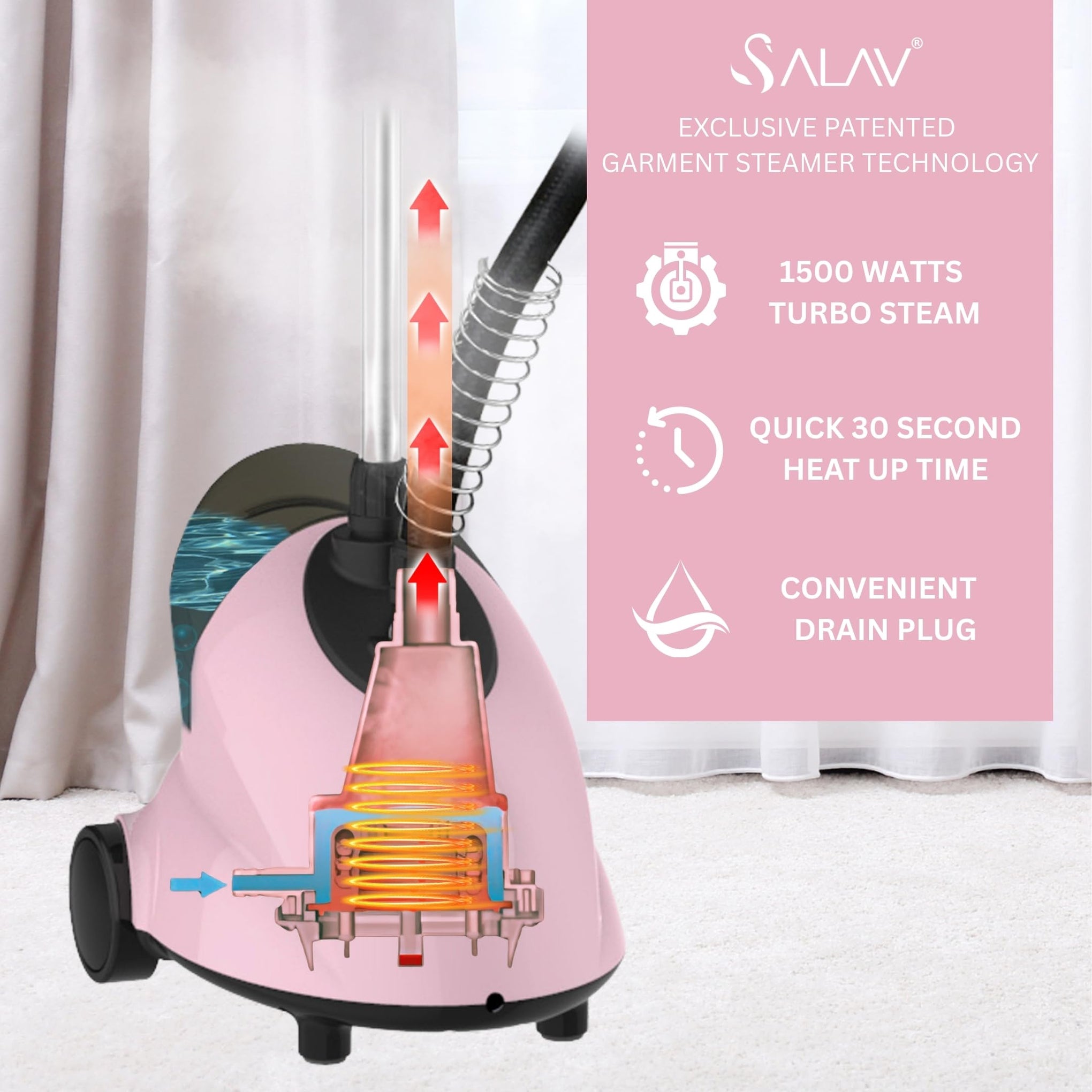 Full Size Garment Steamer for Clothes with Wheels