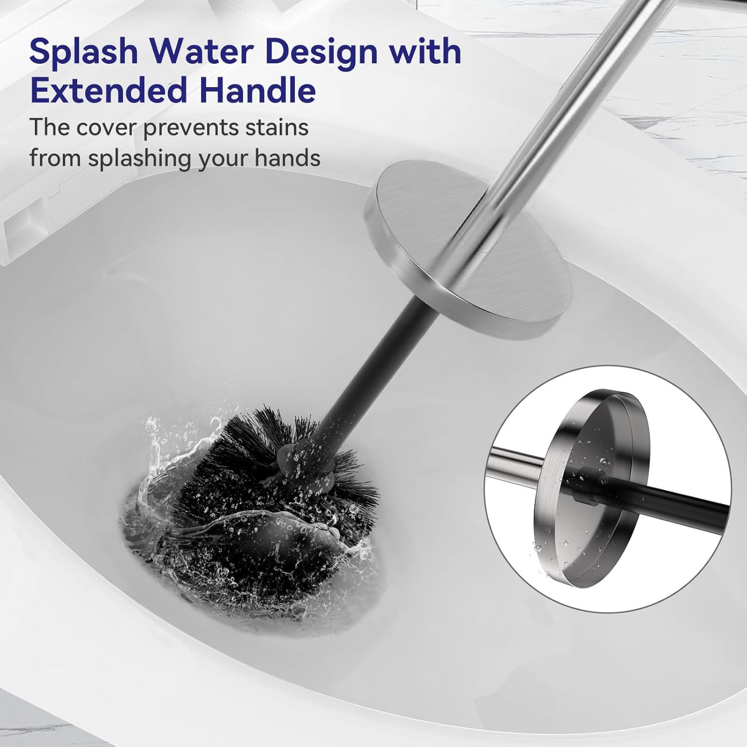 Toilet Bowl Brush and Holder for Bathroom Silver