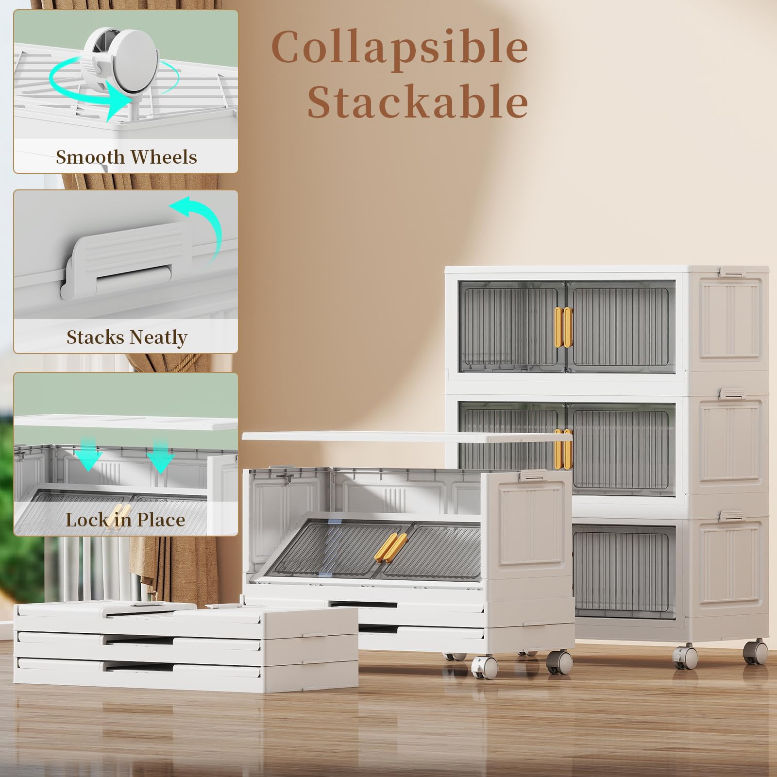 77Gal Stackable Plastic Storage Bins with Lids (3 Count)