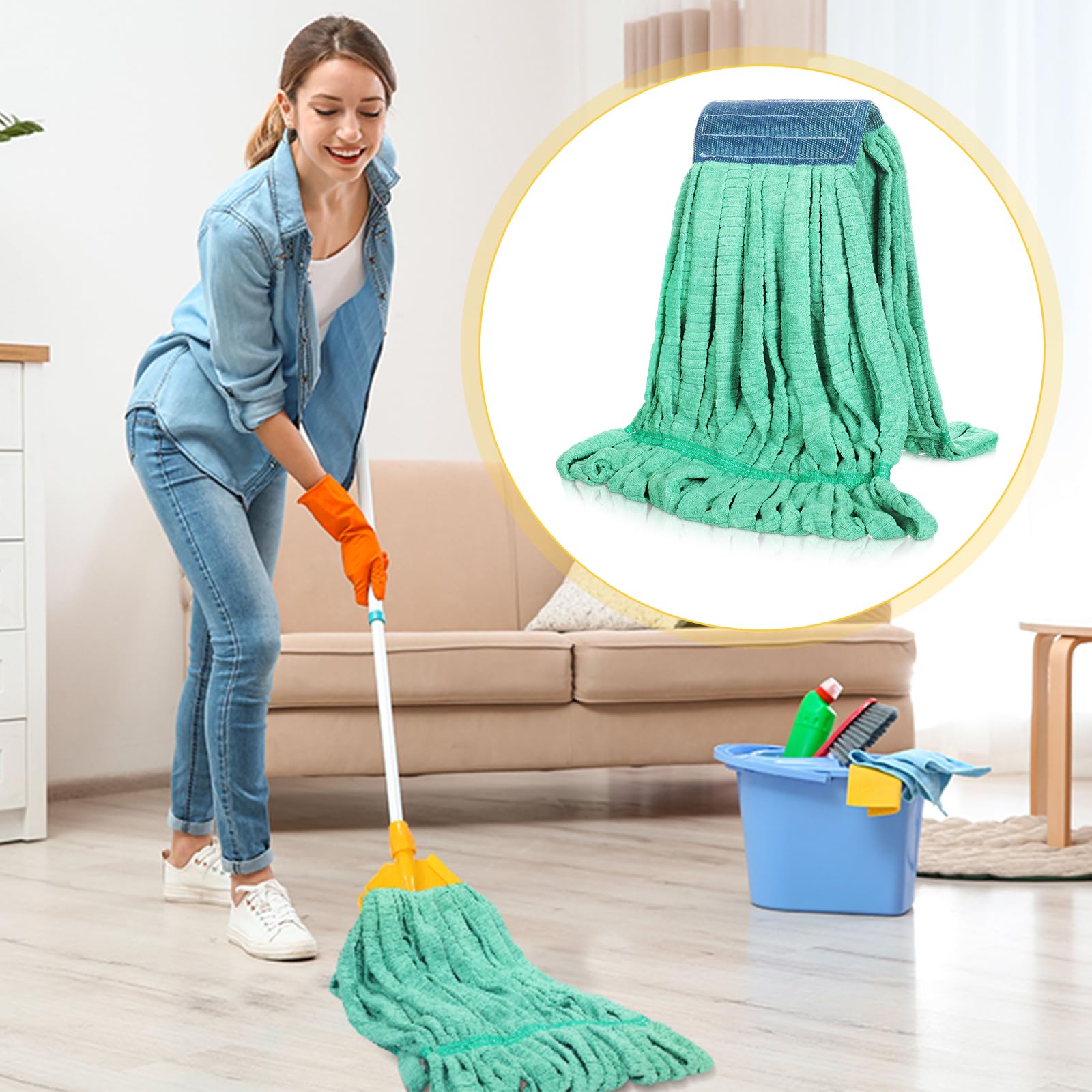 10 Pcs Commercial Mop Head Replacement Tube Microfiber Mop Heads for Floor Cleaning Industrial Mop Heads Looped End Wet Mop Head Refill for Home Commercial Industrial Use