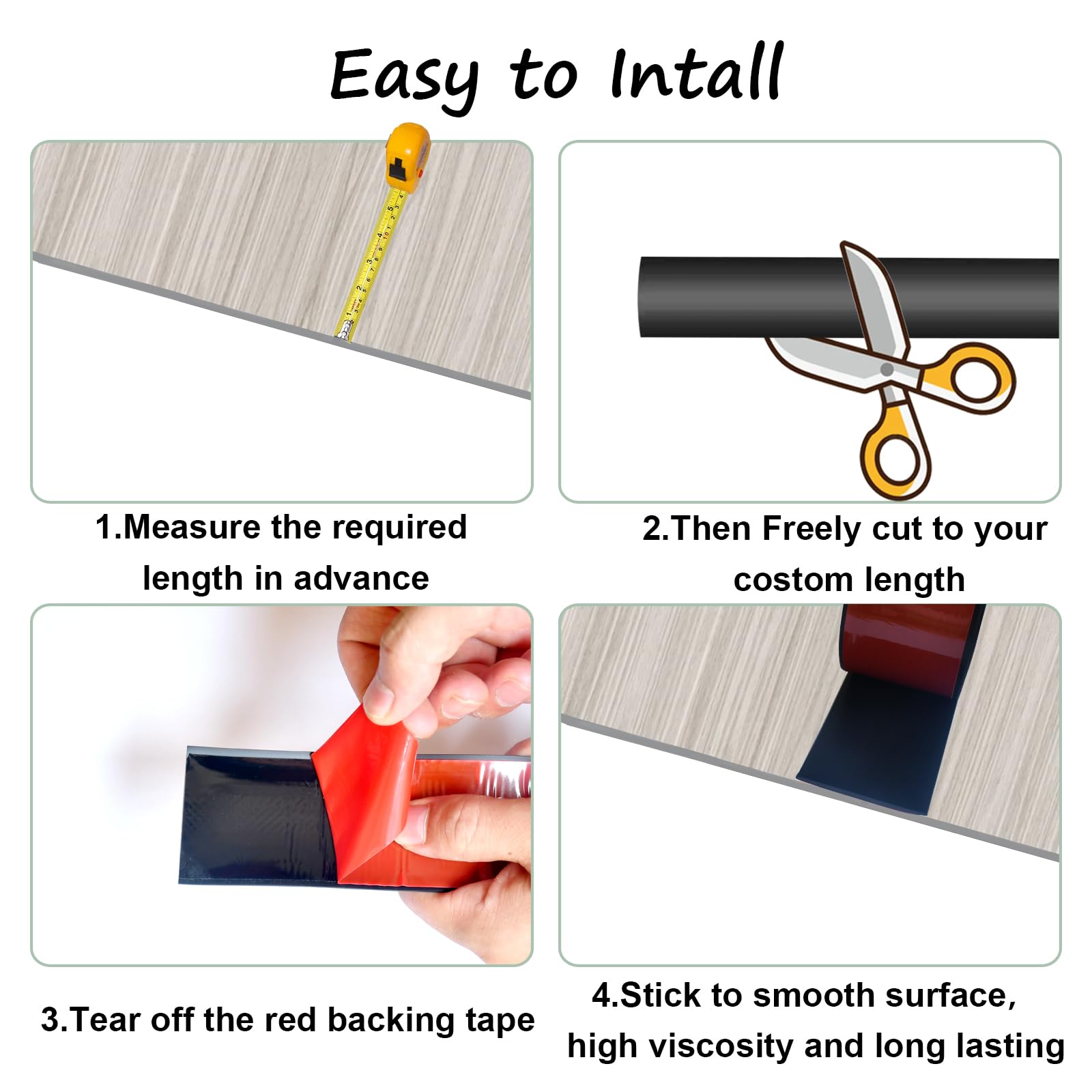 Floor Transition Strip & Self Adhesive Floor Vinyl Floor Edge Trim Laminate Floor Gap Covering Joining Strip (3.28 Foot)