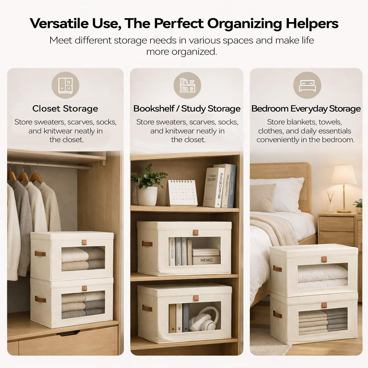 4 Pack Collapsible Stackable Storage Bins with Lids
