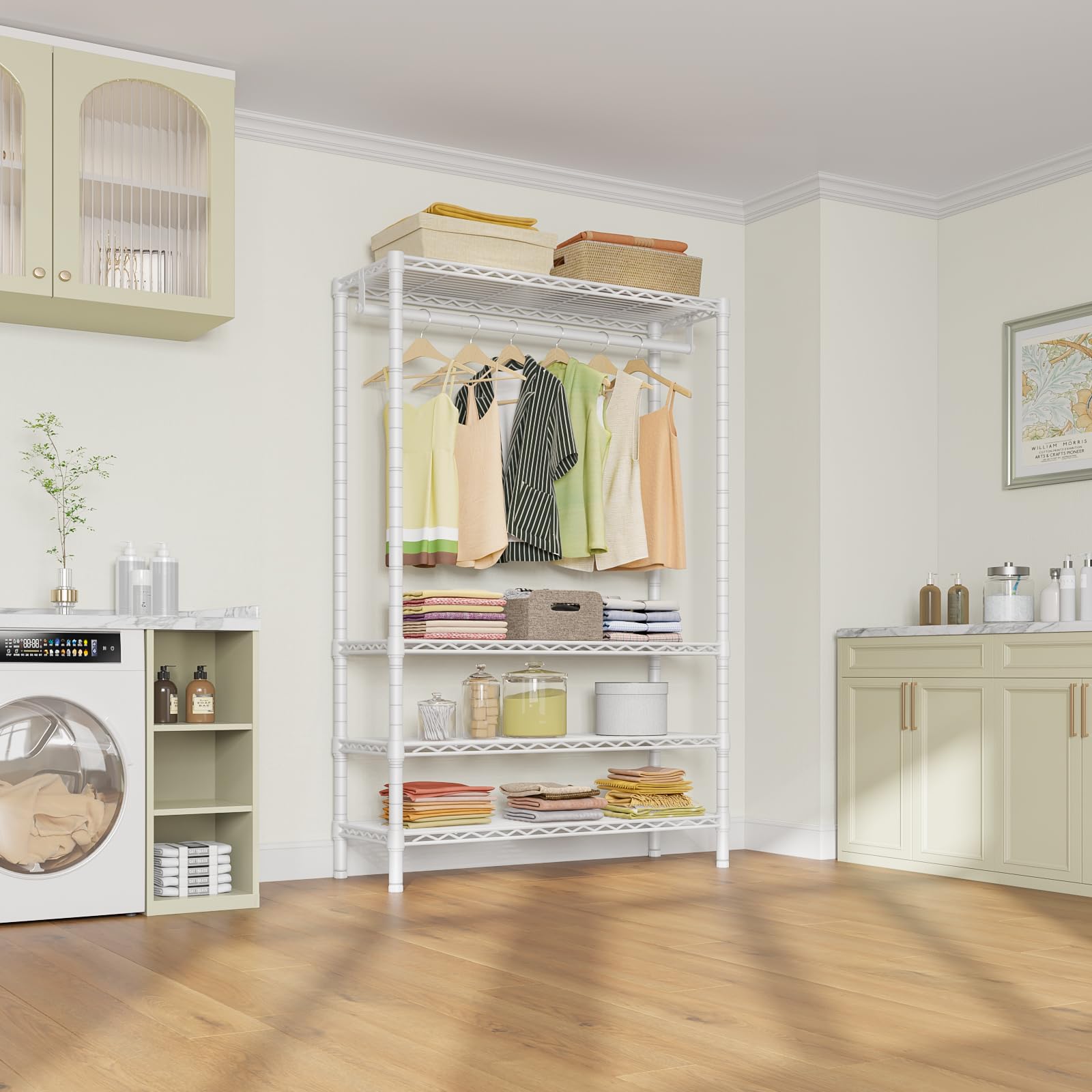 V1 4 Tier Clothes Rack with Hanging Rod