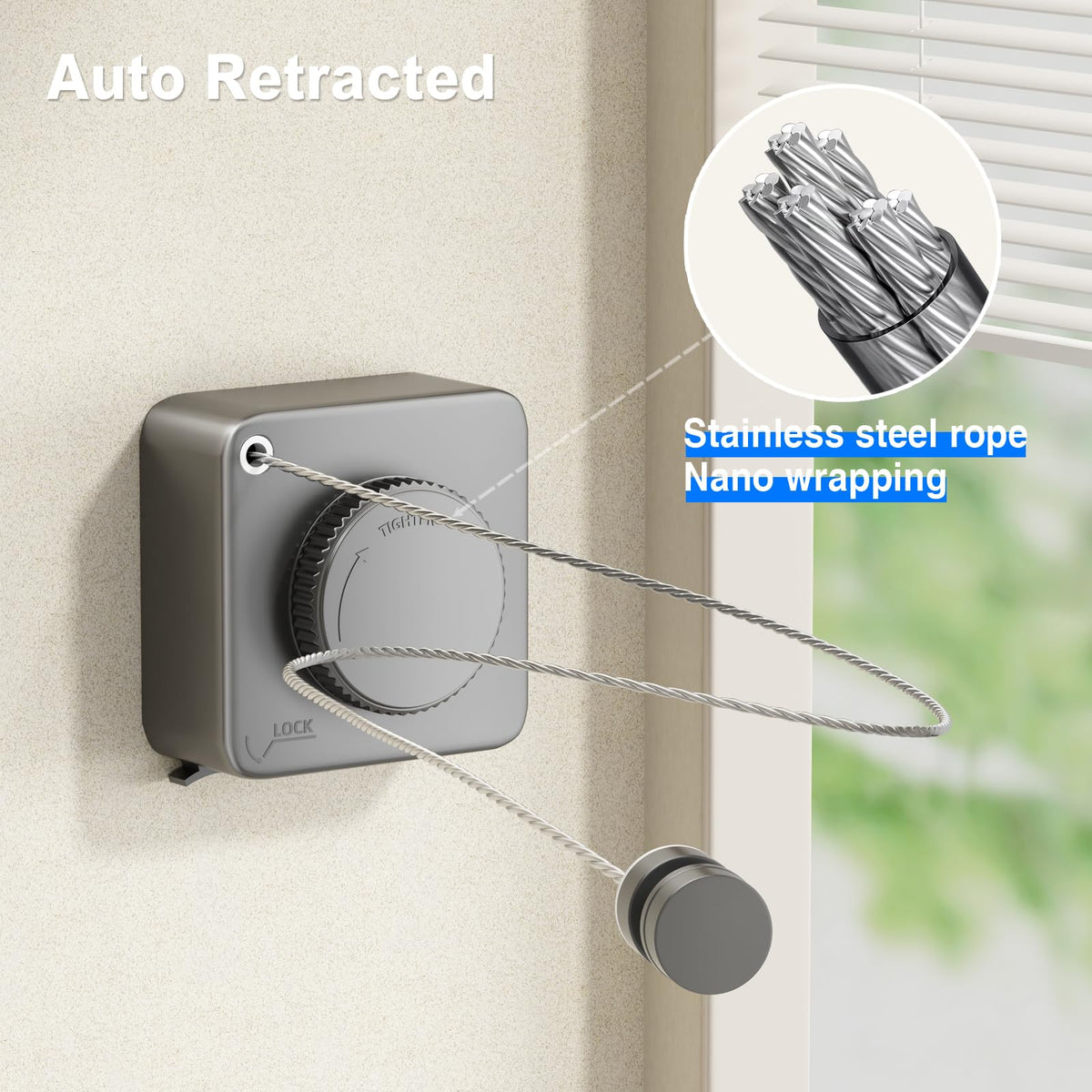 Retractable Clothesline Indoor (15.1 Foot)