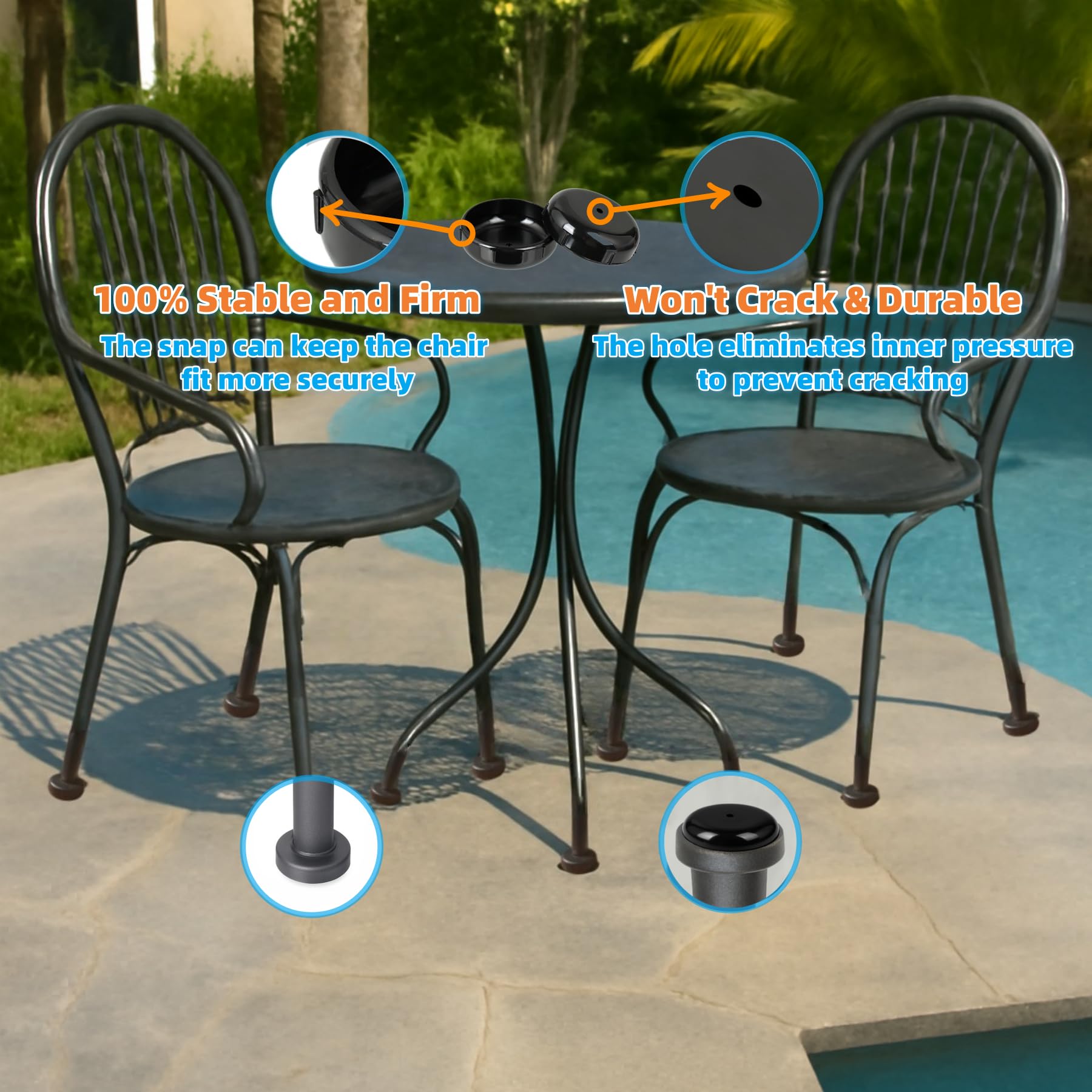 Wrought Iron Patio Furniture Feet Caps (24 Count)