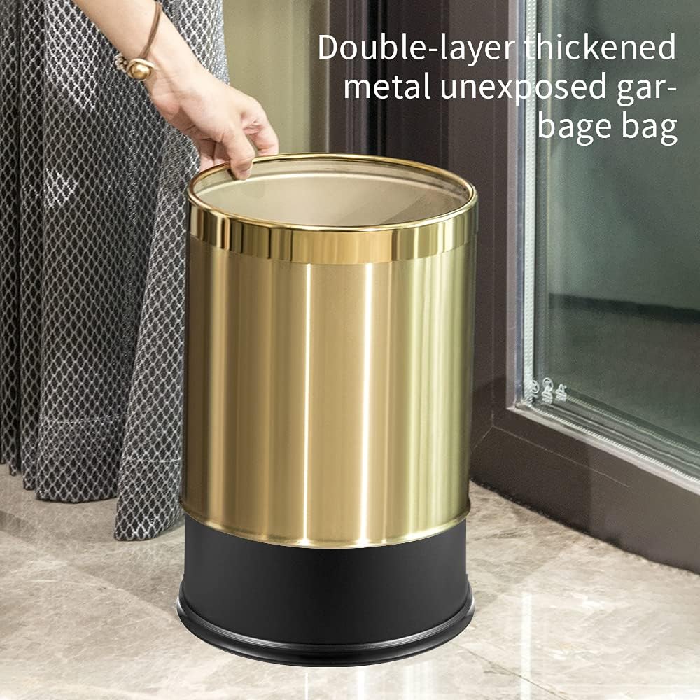 2.6Gallon 10L Brass Bathroom Trash Can