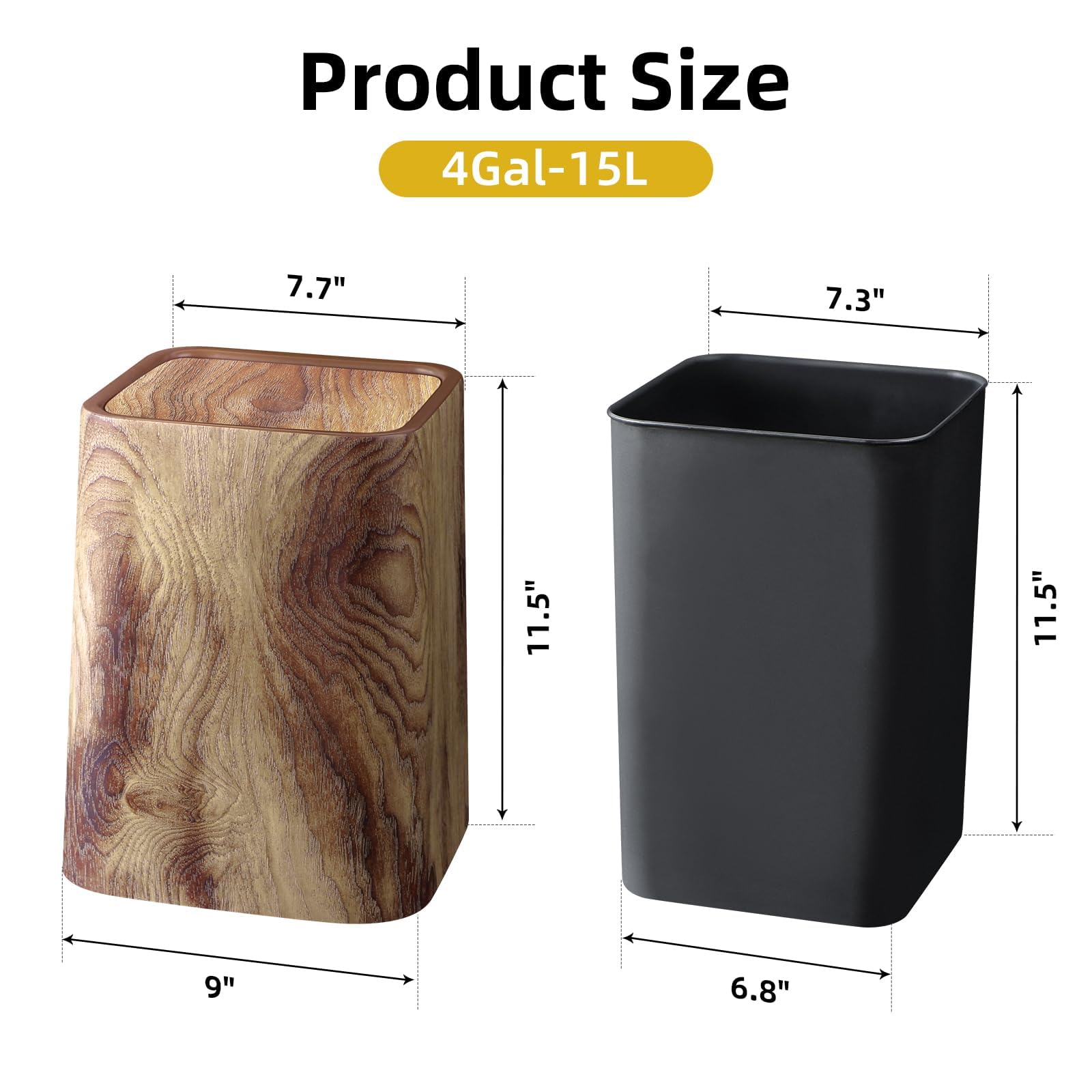Wood Grain Plastic Trash Can Swing Top Lid (2 Count)