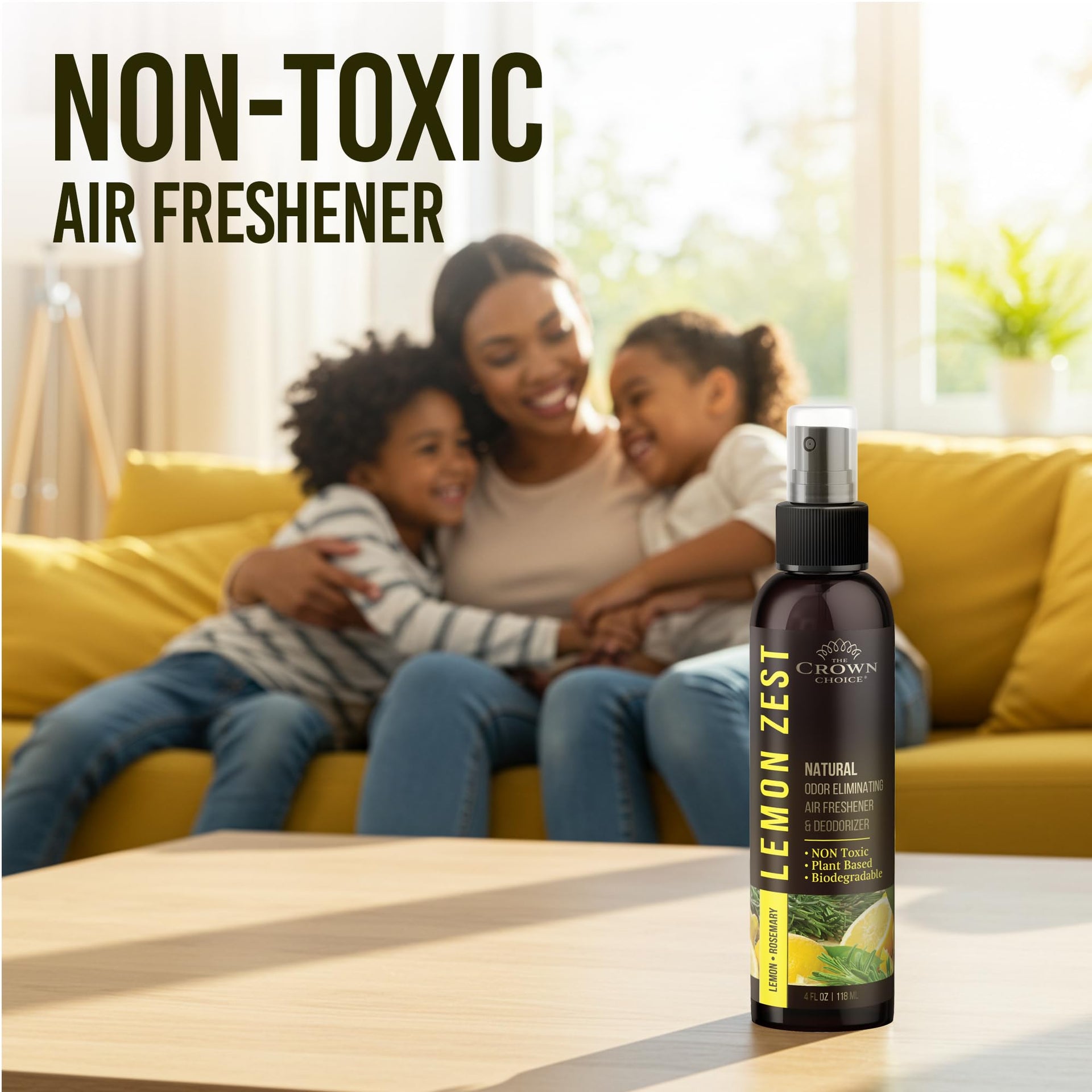 Lemon Zest Natural Air Freshener Spray for Home (4 Fl Oz)