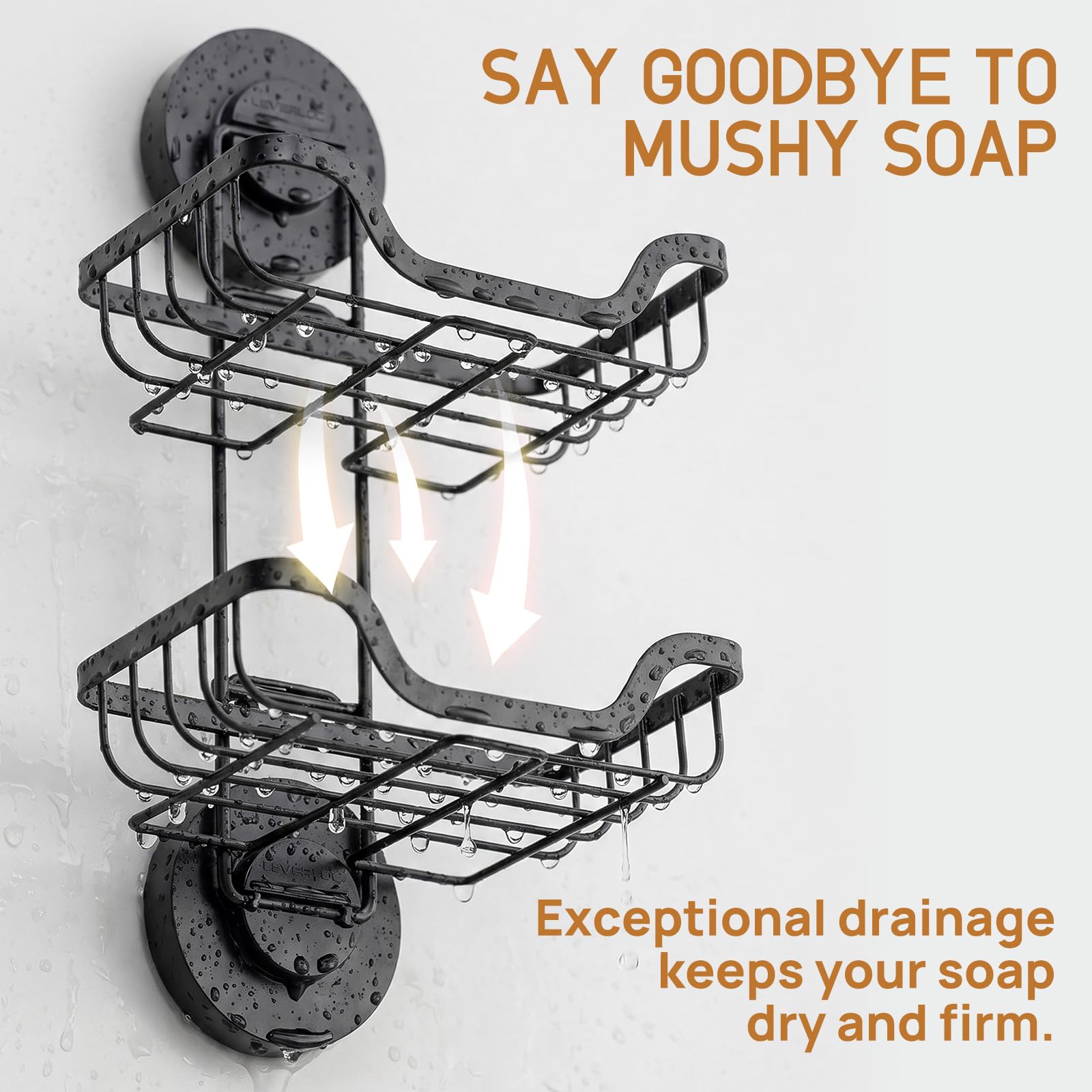 Soap Dish Soap Bar Holder for Shower Suction Cup Wall Mounted