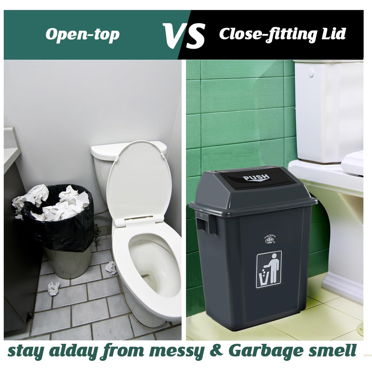 4 Pack Small Plastic Trash Can with Swing Lid (4 Count)
