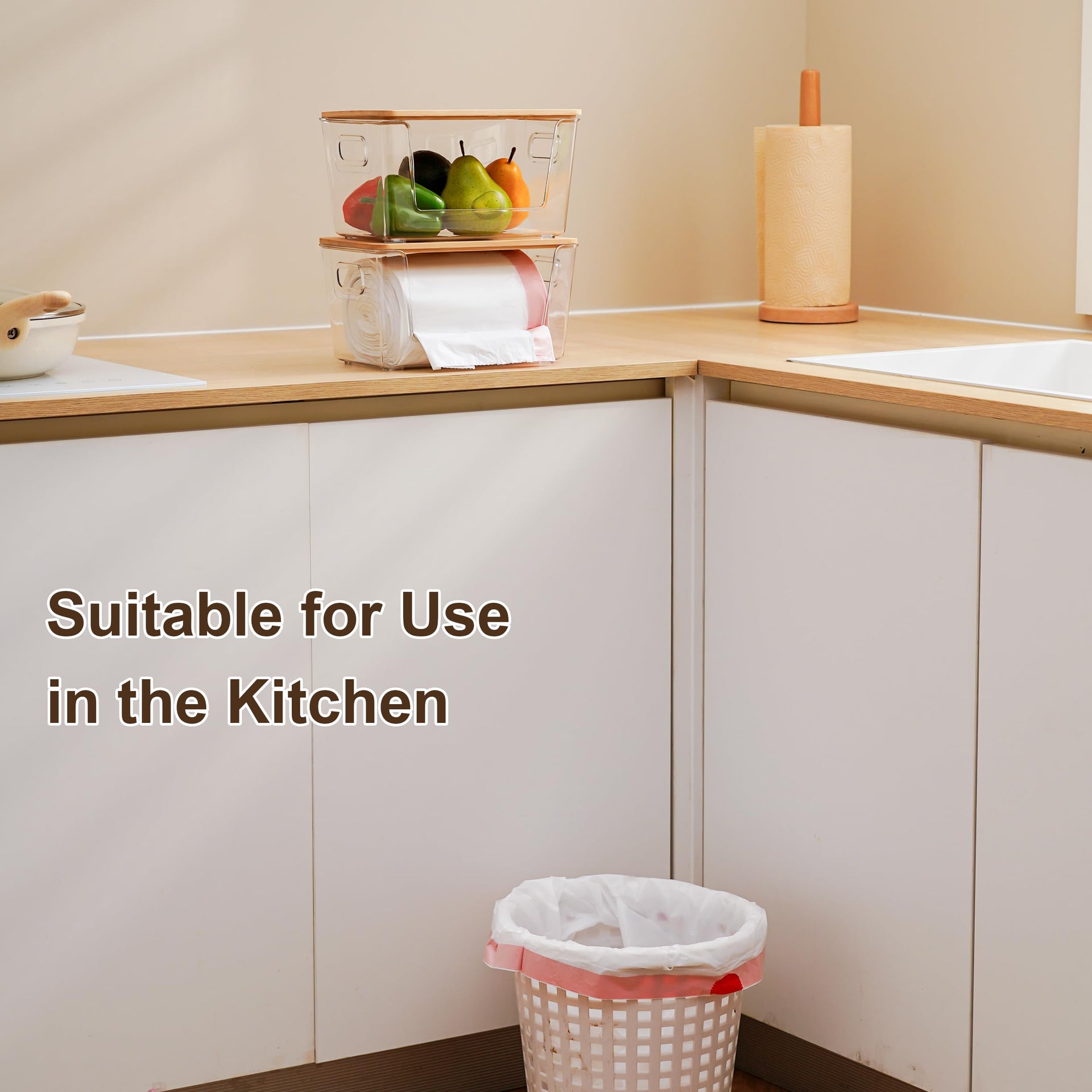 Citylife 2 Pack Extra Large Trash Bag Holders with Bamboo Tops and Handles (2 Count)