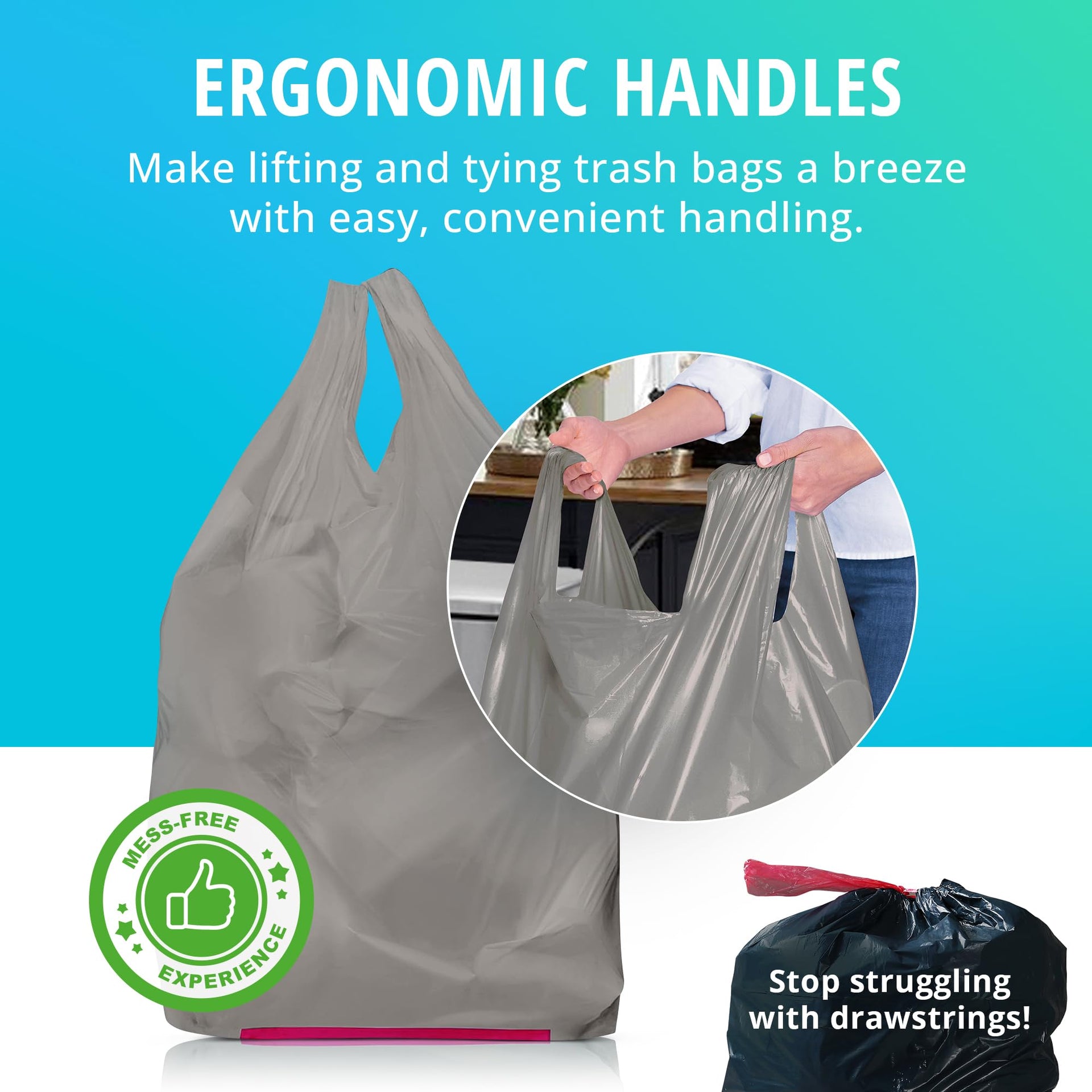 Tall Kitchen Garbage Bags with Ergonomic Handles (45 Count)