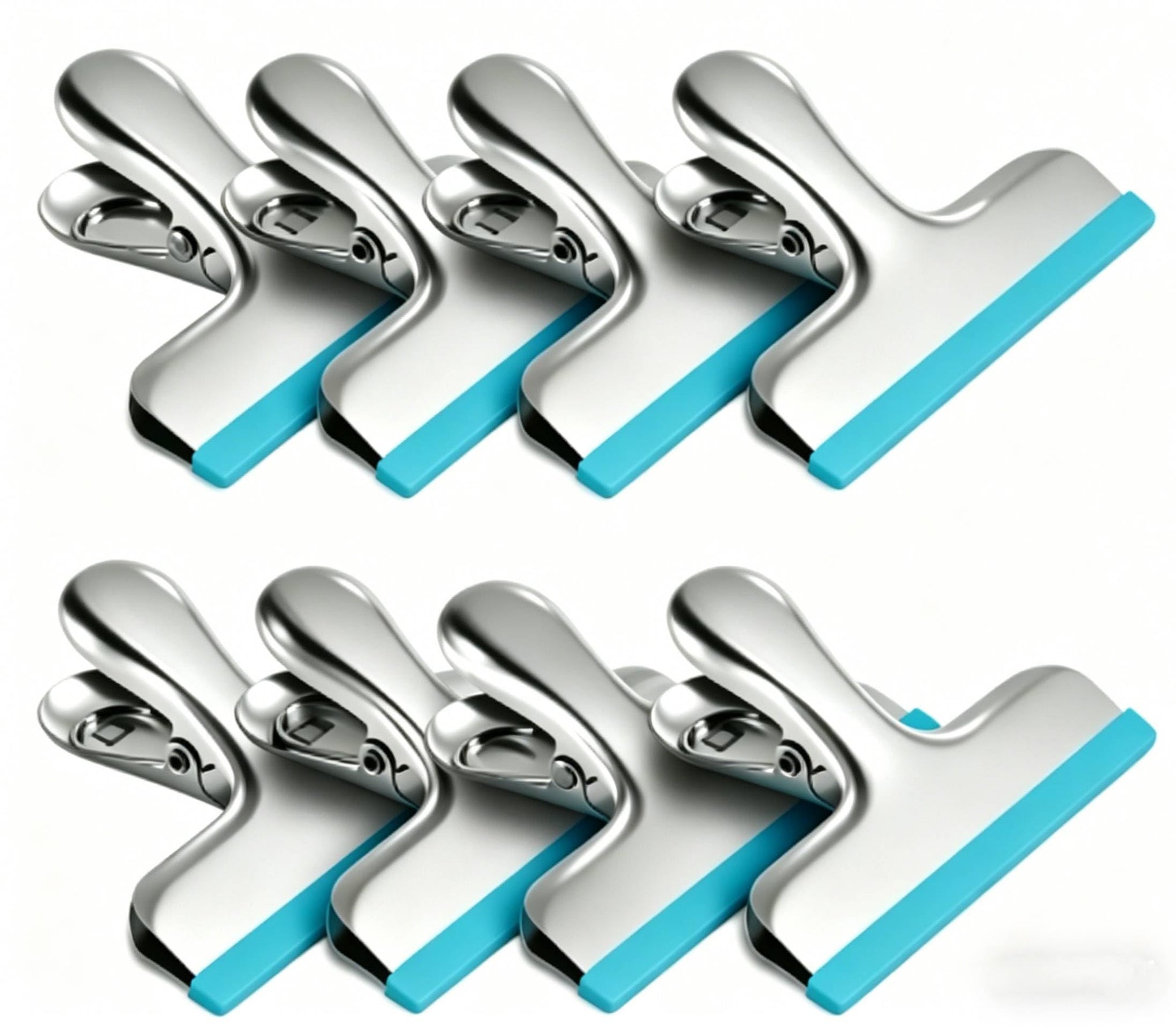 8 Pack Stainless Steel Chip Bag Clips Covered with Silicone