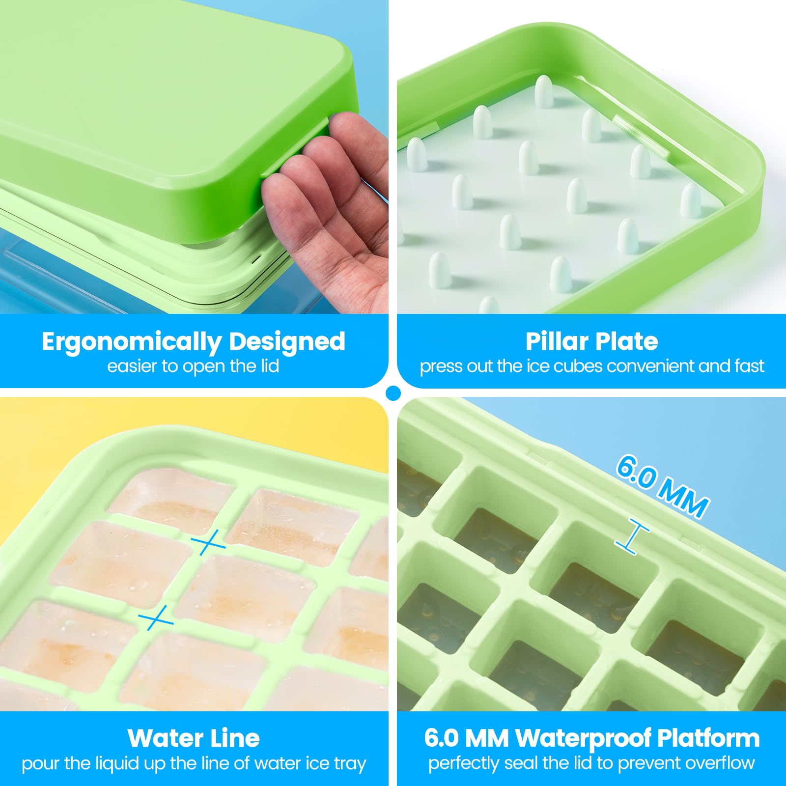 Ice Cube Tray with Lid and Bin