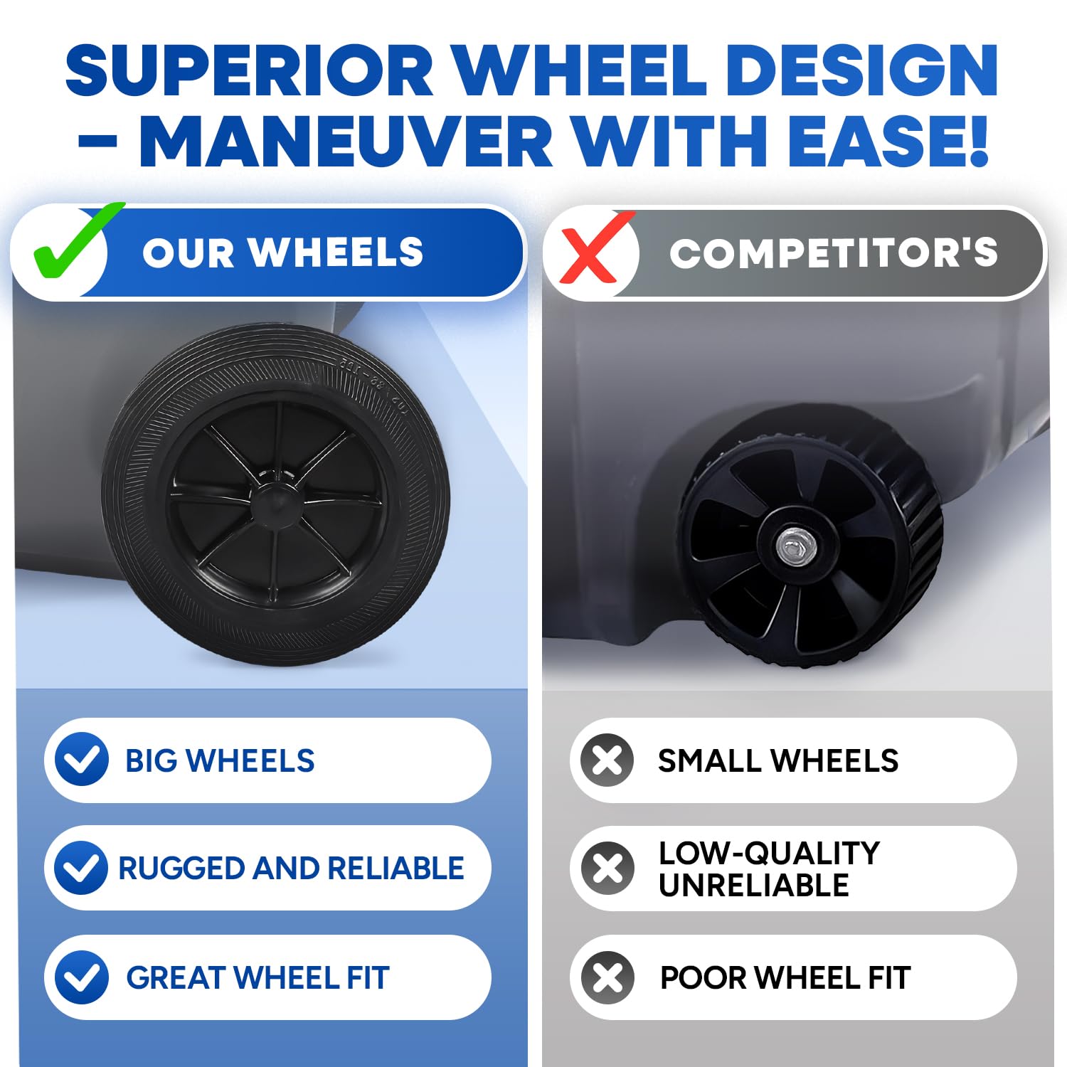27 Gallon Outdoor Trash Can with Lid and Wheels Small Wheeled Outdoor Garbage Cans Storage Outside Heavy