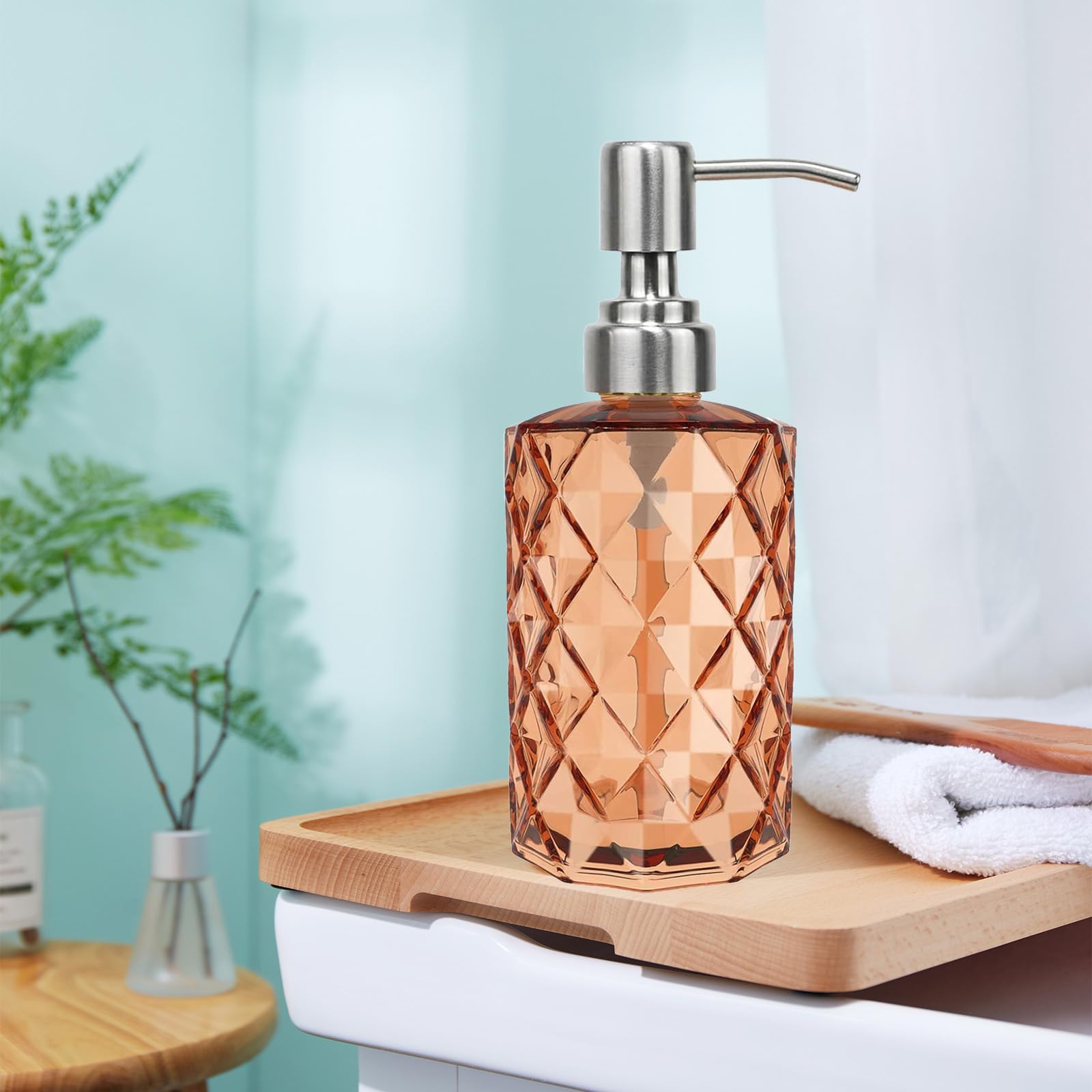 12Oz Amber Glass Soap Dispenser