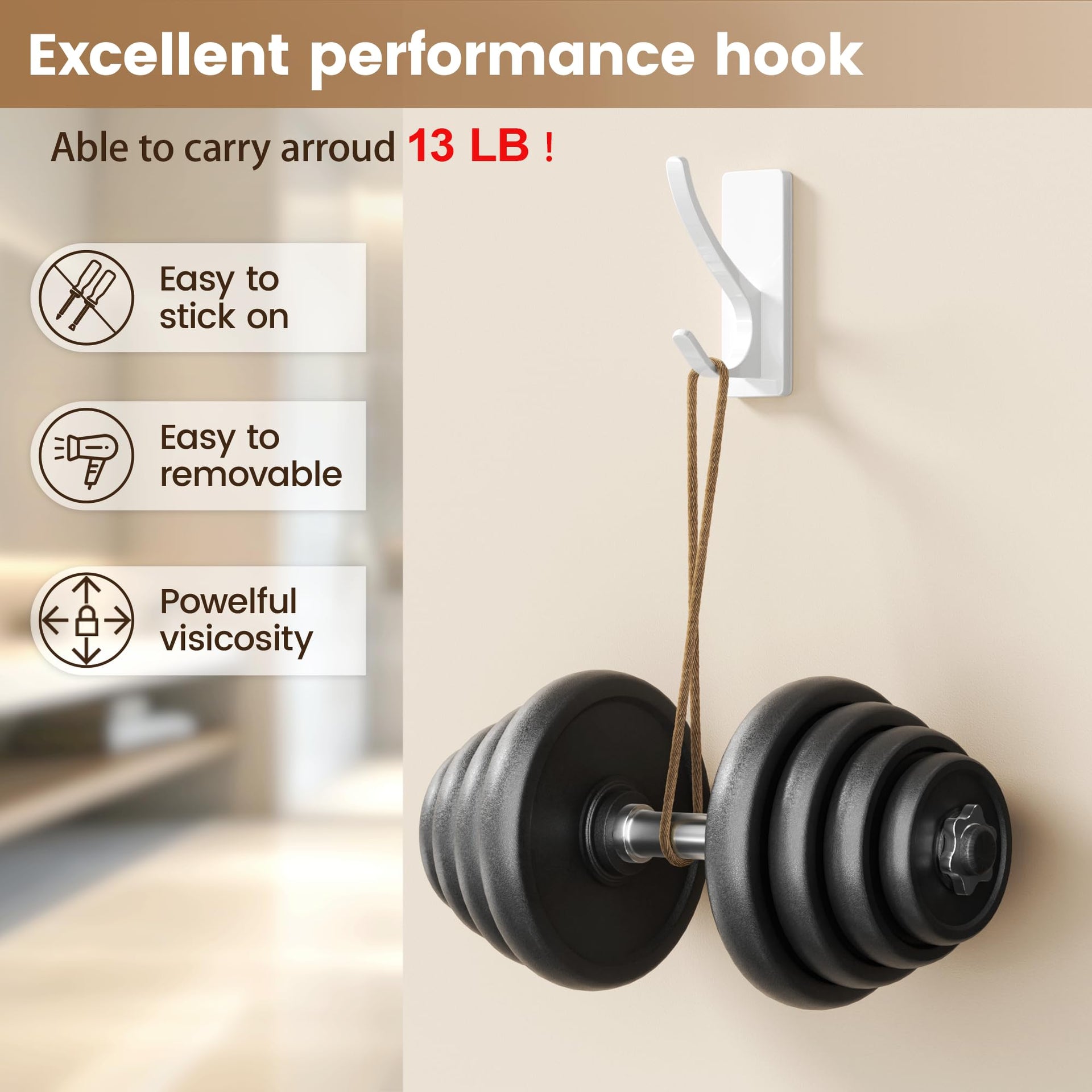 White Self Adhesive Hook (6 Count)