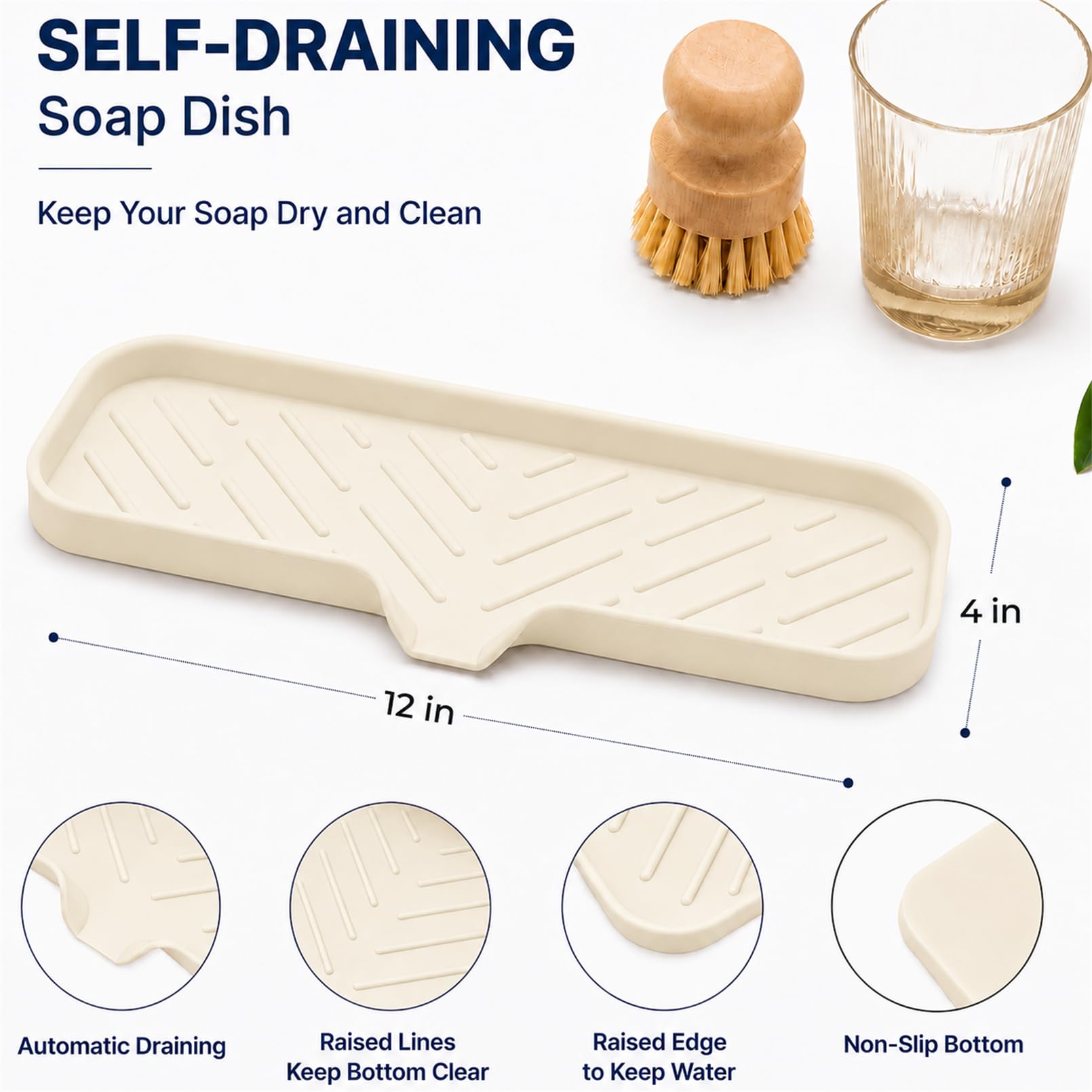 Silicone Soap Dish with Drain Spout