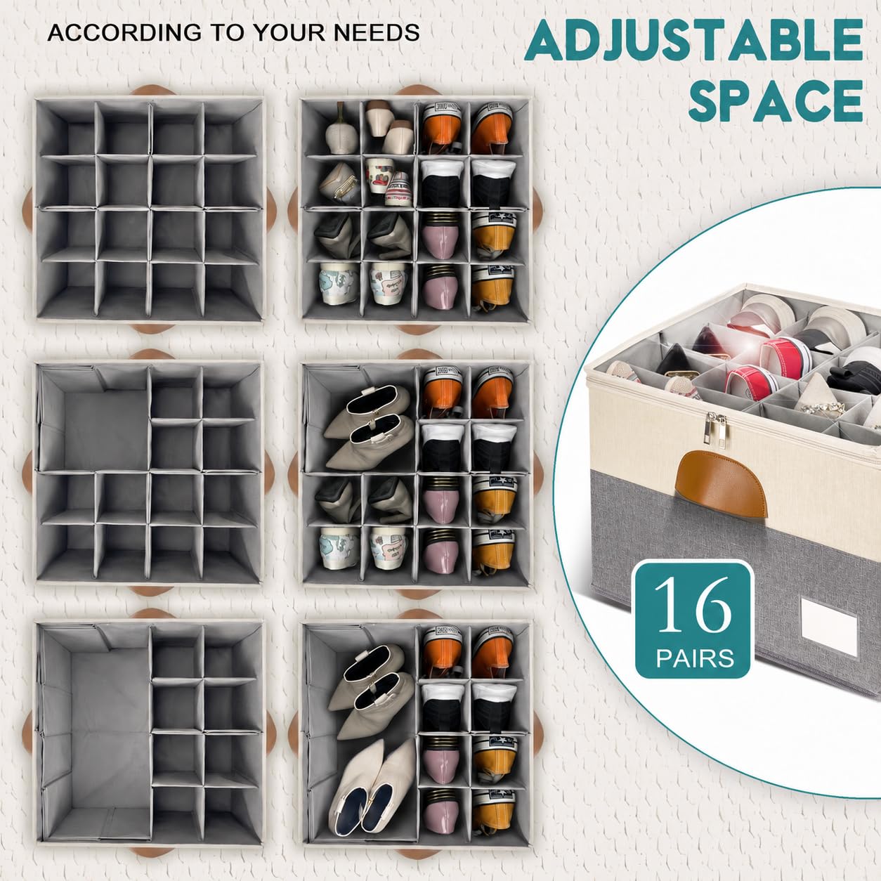 2 Pack Shoe Organizer for Closet Foldable Storage Box with Clear Cover (2 Count)