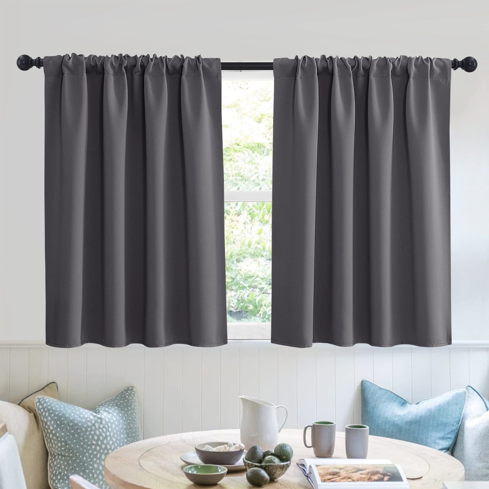 Short Blackout Curtains for Small Window Kitchen Bathroom Cafe RV