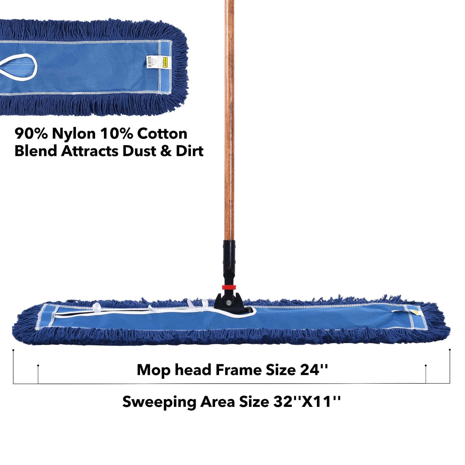 Matthew Cleaning 24'' Industrial Strength Cotton Dust Mop Refill Washable Replacement Heads for Residential & Commercial Use Fit Standard Dust Mop Frames (3 Count) - ModHome Supplies