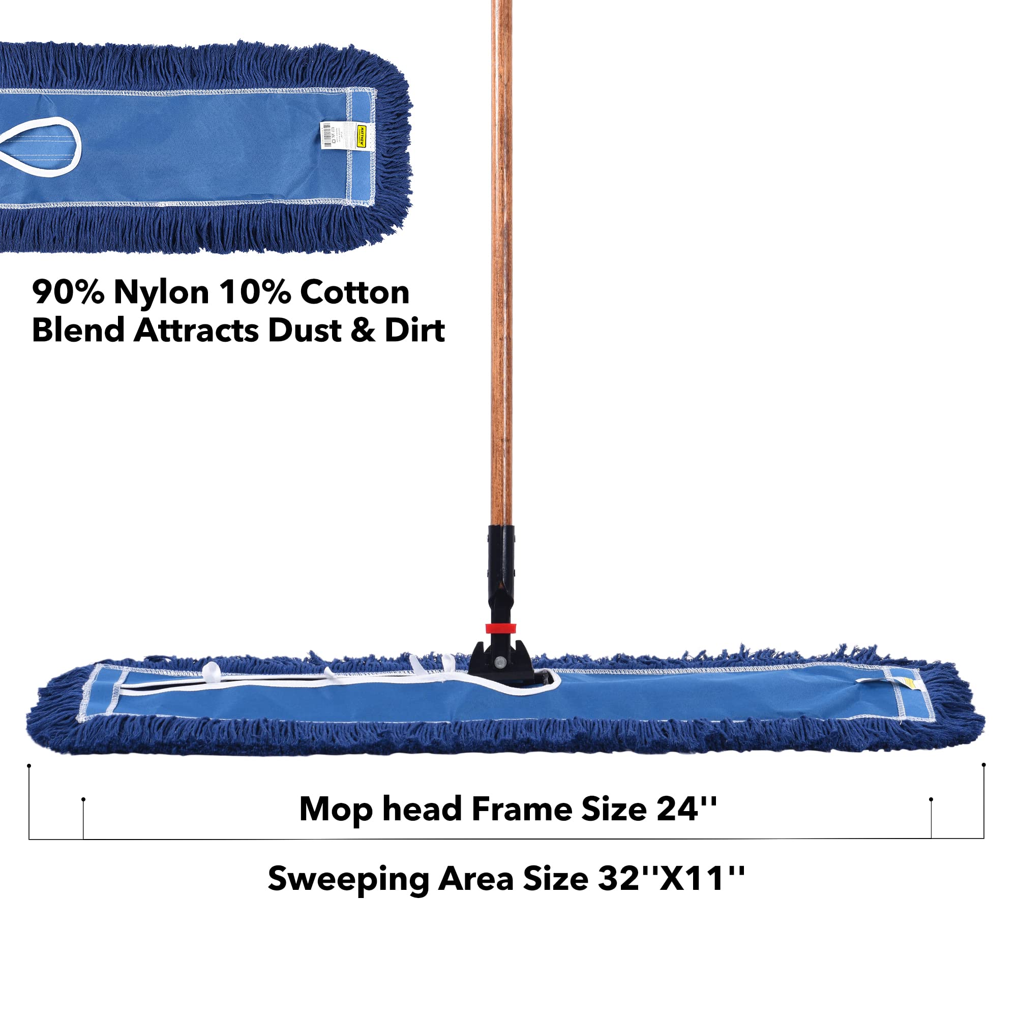 Matthew Cleaning 24'' Industrial Strength Cotton Dust Mop Refill Washable Replacement Heads for Residential & Commercial Use Fit Standard Dust Mop Frames (3 Count) - ModHome Supplies