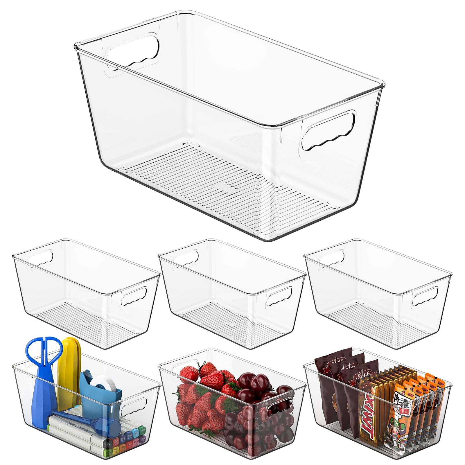 Clear Fridge Organizer Bins with Handles