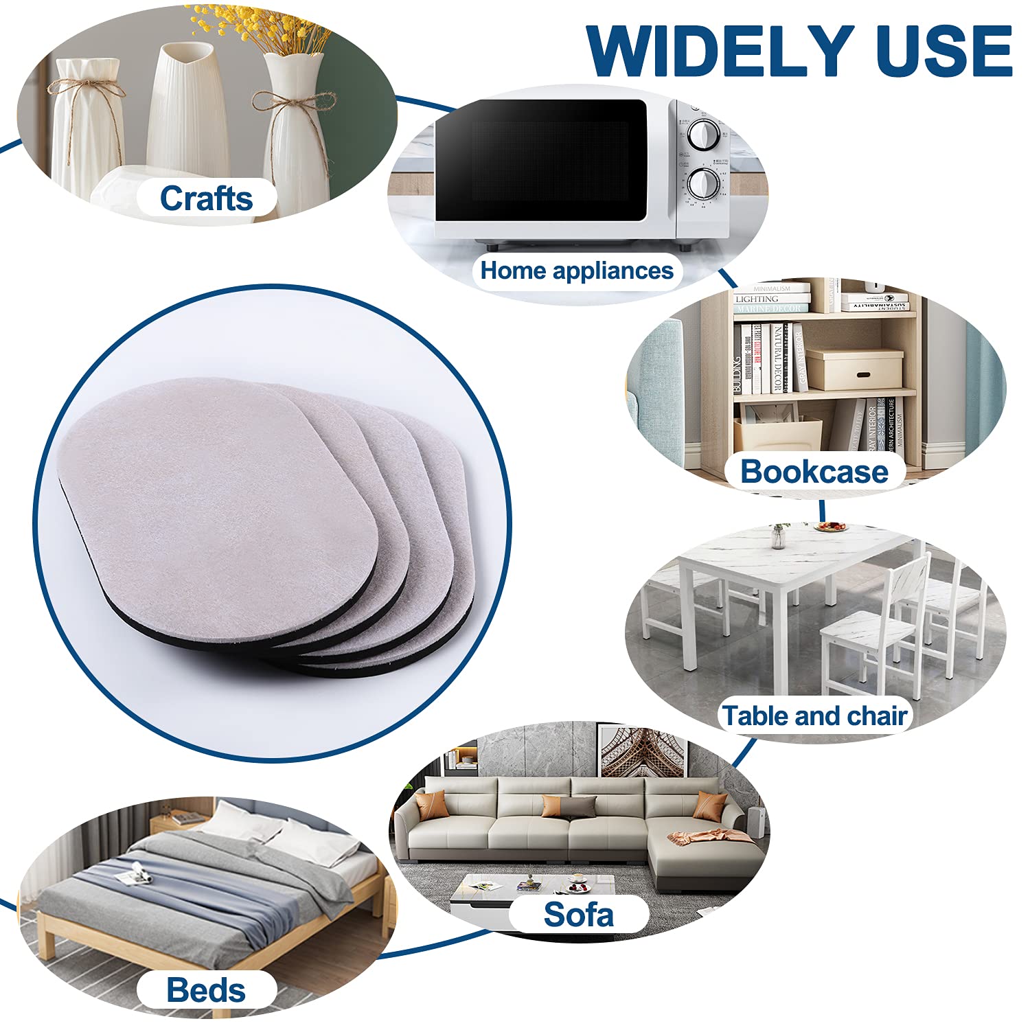 Large Furniture Sliders for Carpet and Hardwood Floors (8 Count)