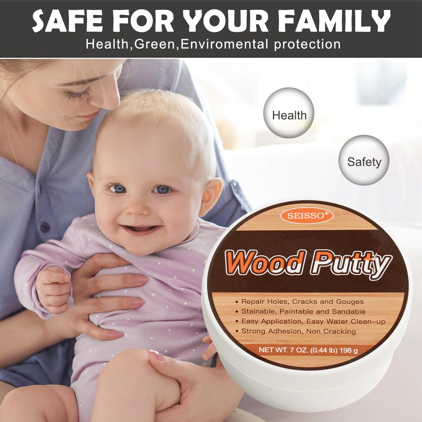 Wood Putty Black Wood Filler Paintable (7 Ounce)