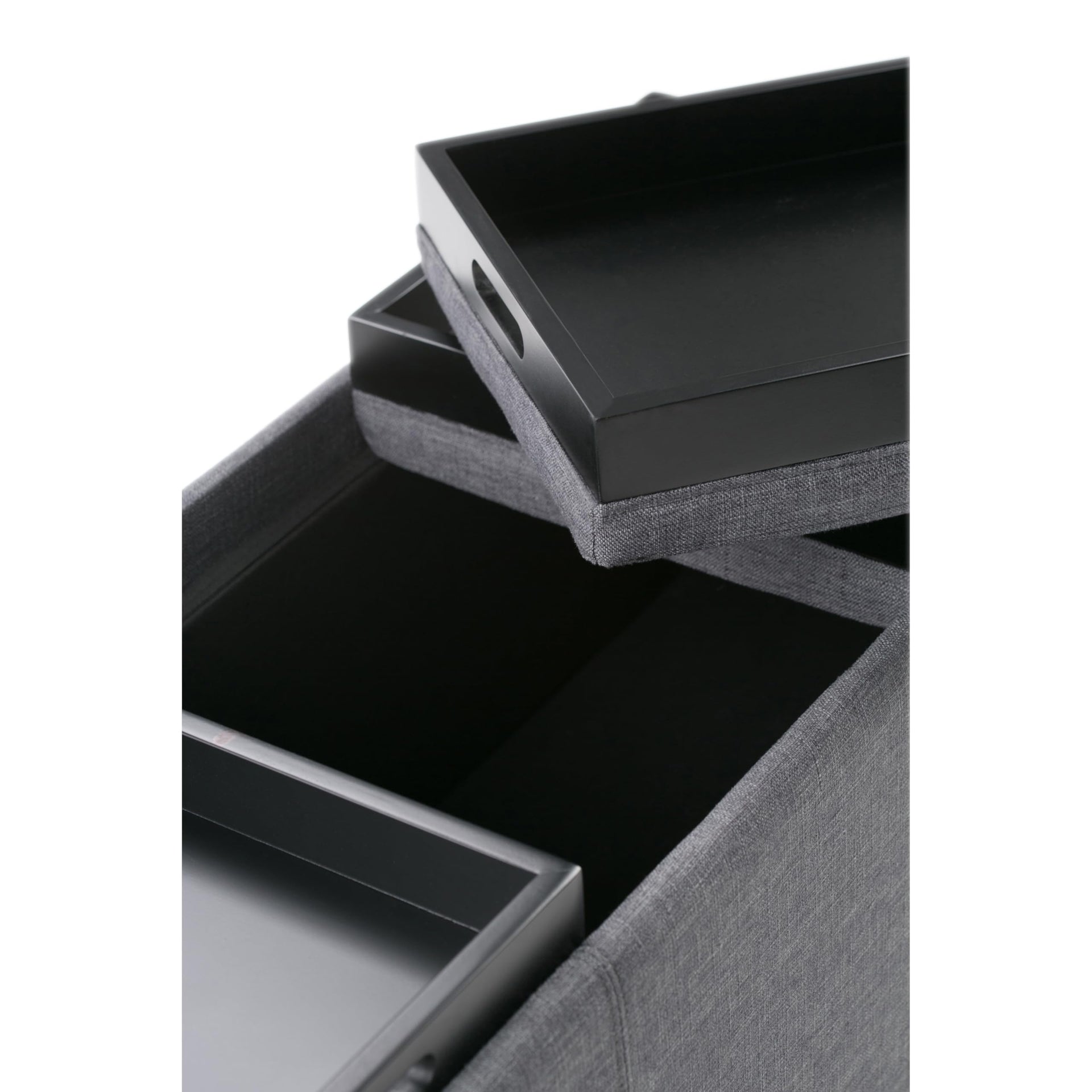 Avalon 42" Wide Linen Look Fabric Storage Ottoman in Slate Grey