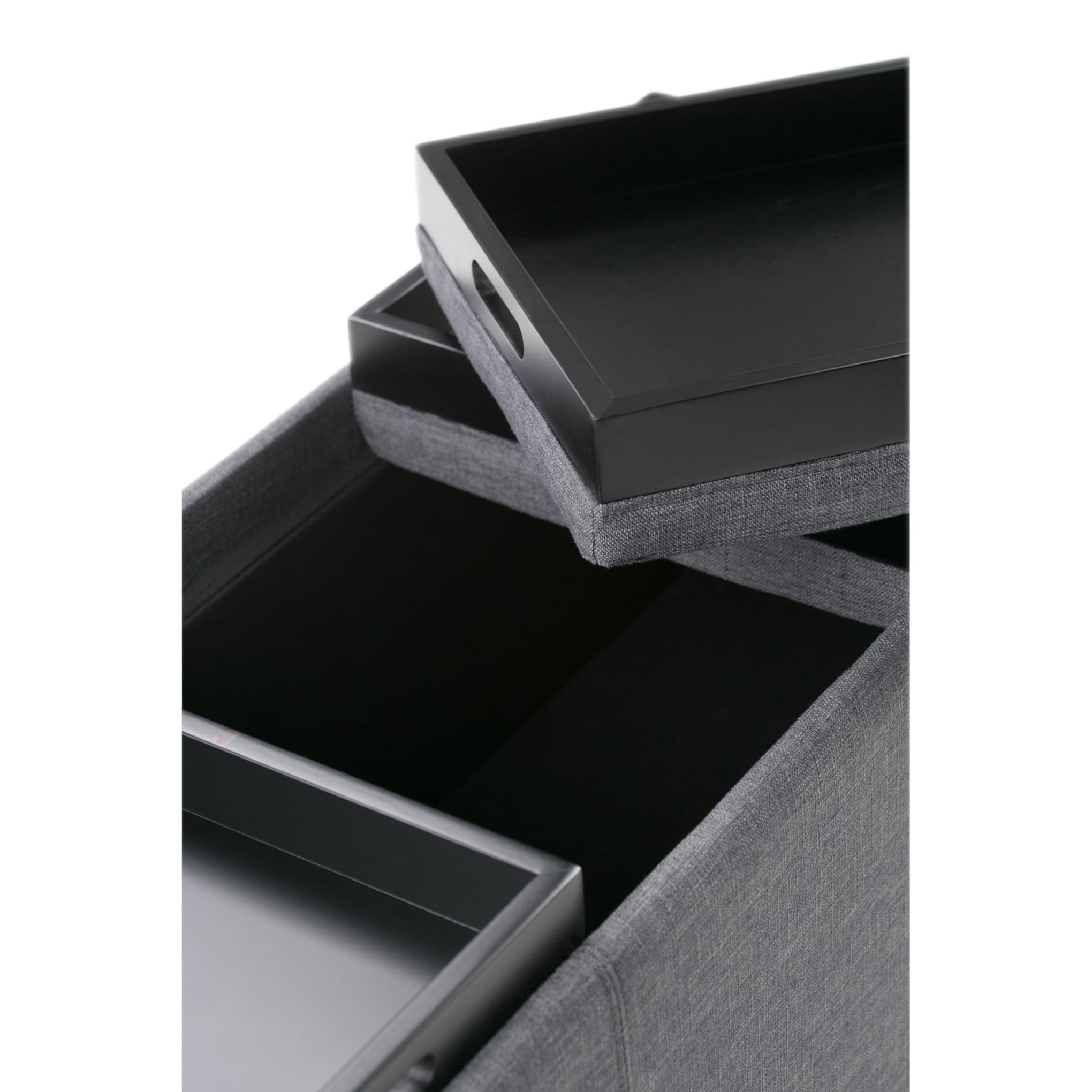 Avalon 42" Wide Linen Look Fabric Storage Ottoman in Slate Grey