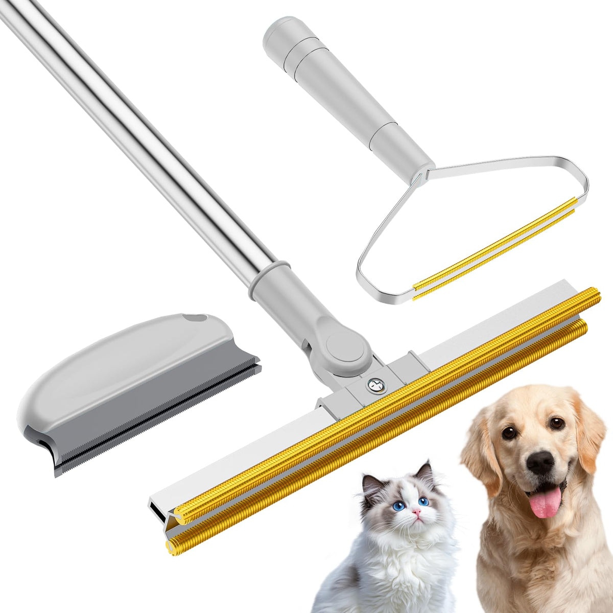 3 in 1 Carpet Rake for Pet Hair Removal