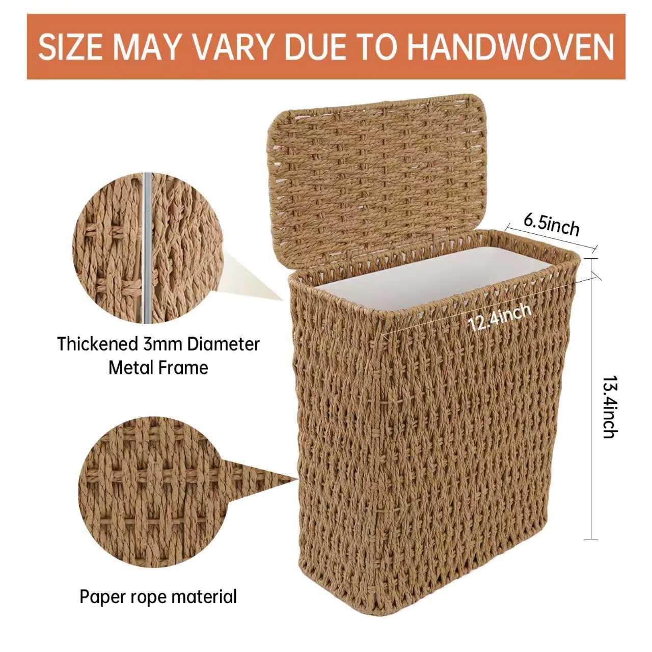 3 Gallon Paper Rope Bathroom Trash Can