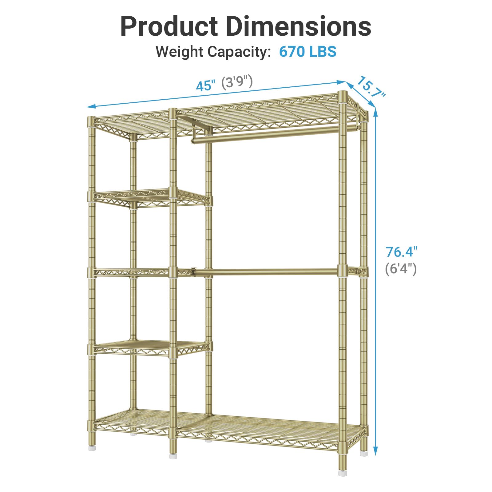 V7 Garment Rack with Shelves Portable Closet for Hanging Clothes