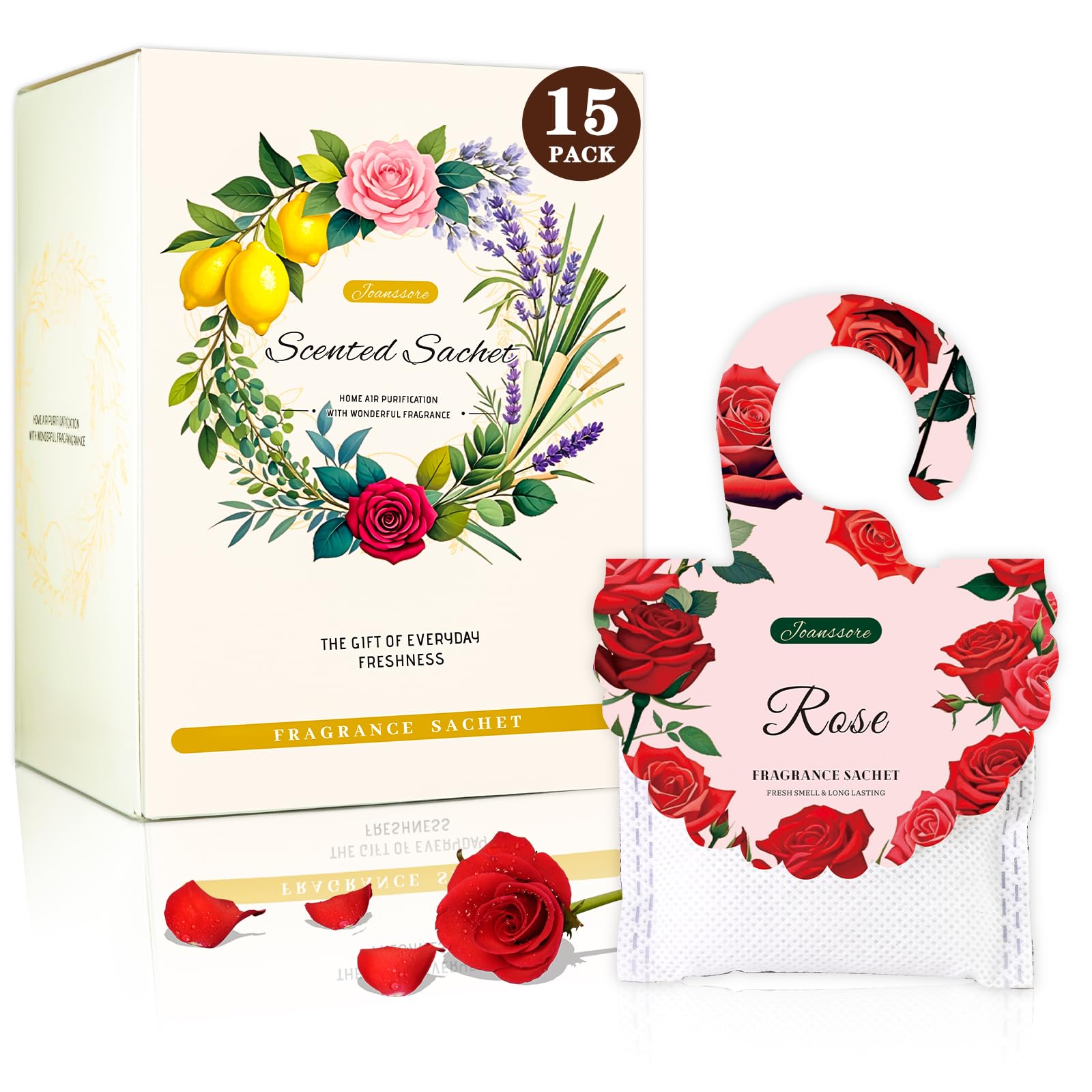 15Pack Rose Scented Sachets for Drawers and Closets (7.93 Ounce)