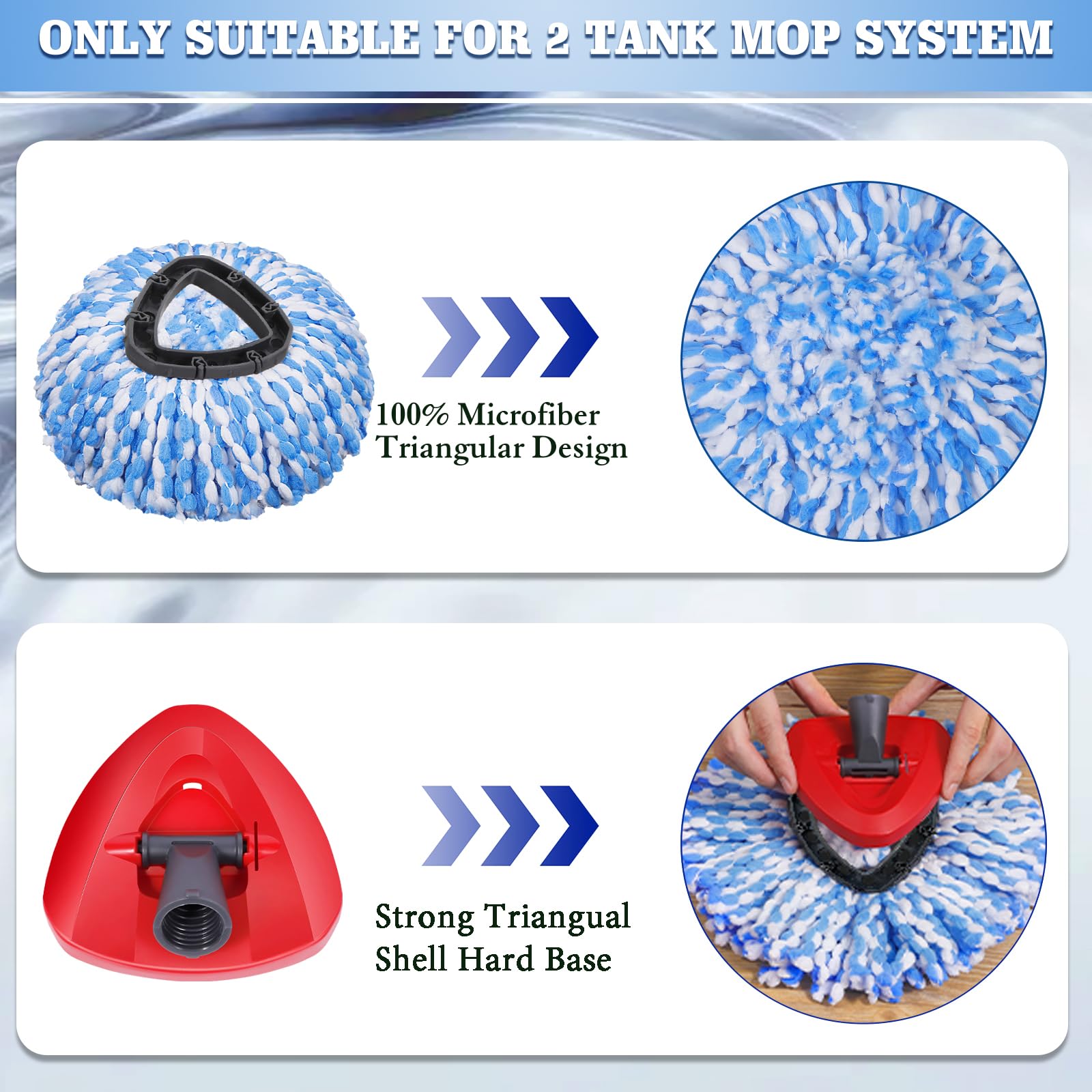 8 Pack Spin Mop Replacement Heads for OCedar RinseClean 2 (10 Count)