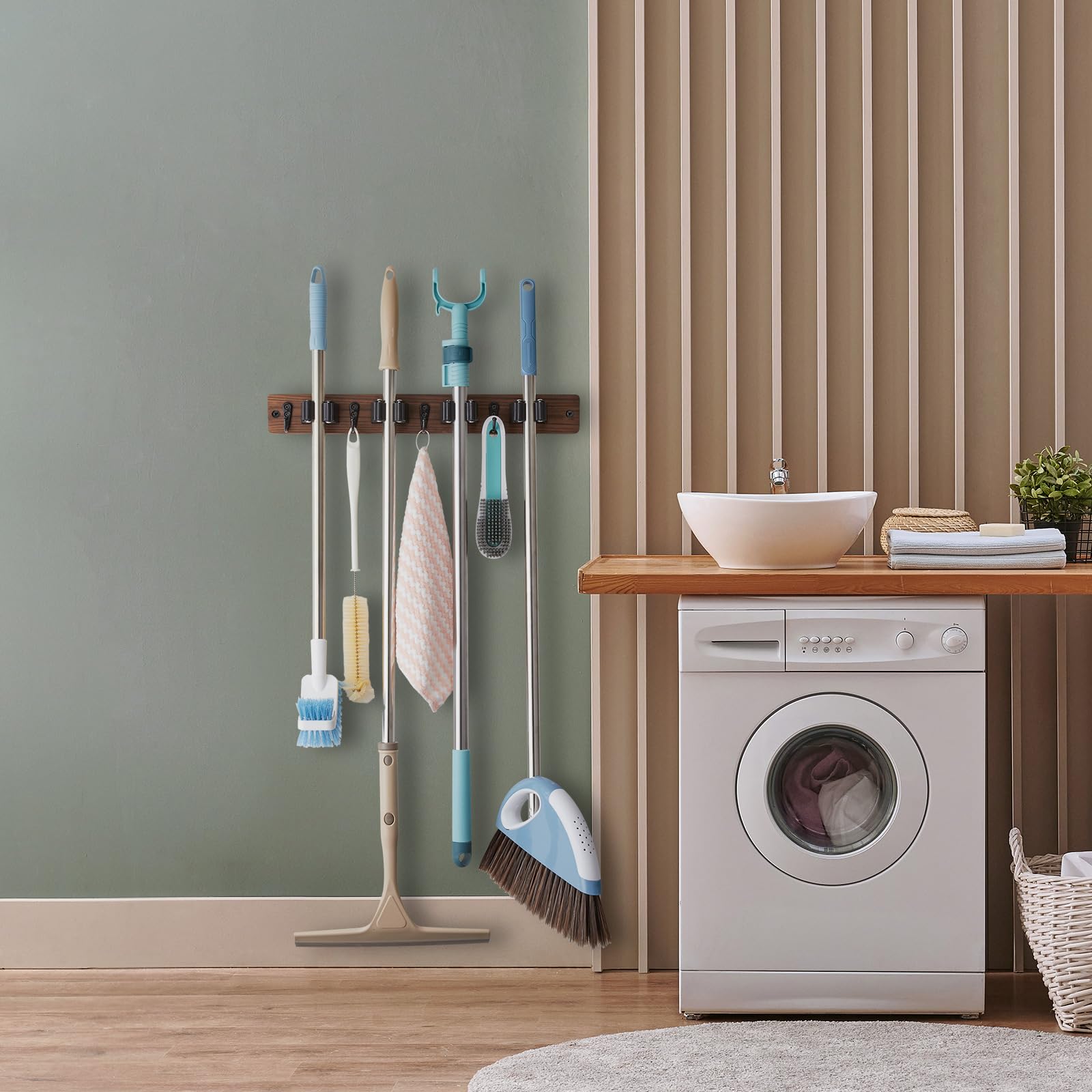Mop and Broom Holder Wall Mount