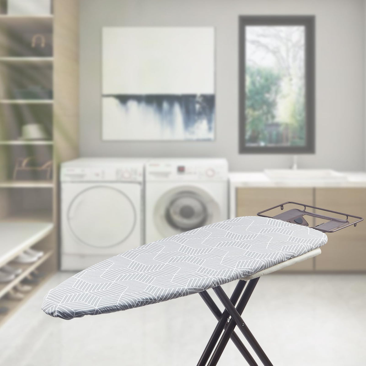 Wide Ironing Board Cover with Padding 18 x 49 inch Heat Reflective with Hook and Loop Fasteners