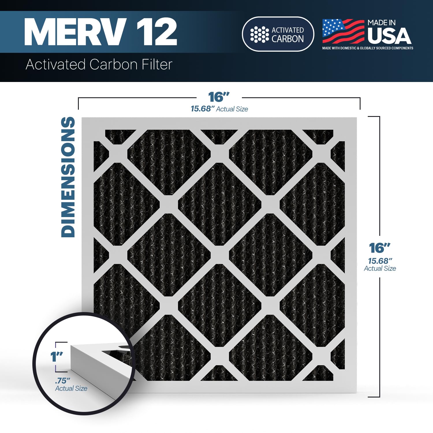TruFilter 16x16x1 MERV 12 Odor Defense (6 Count)