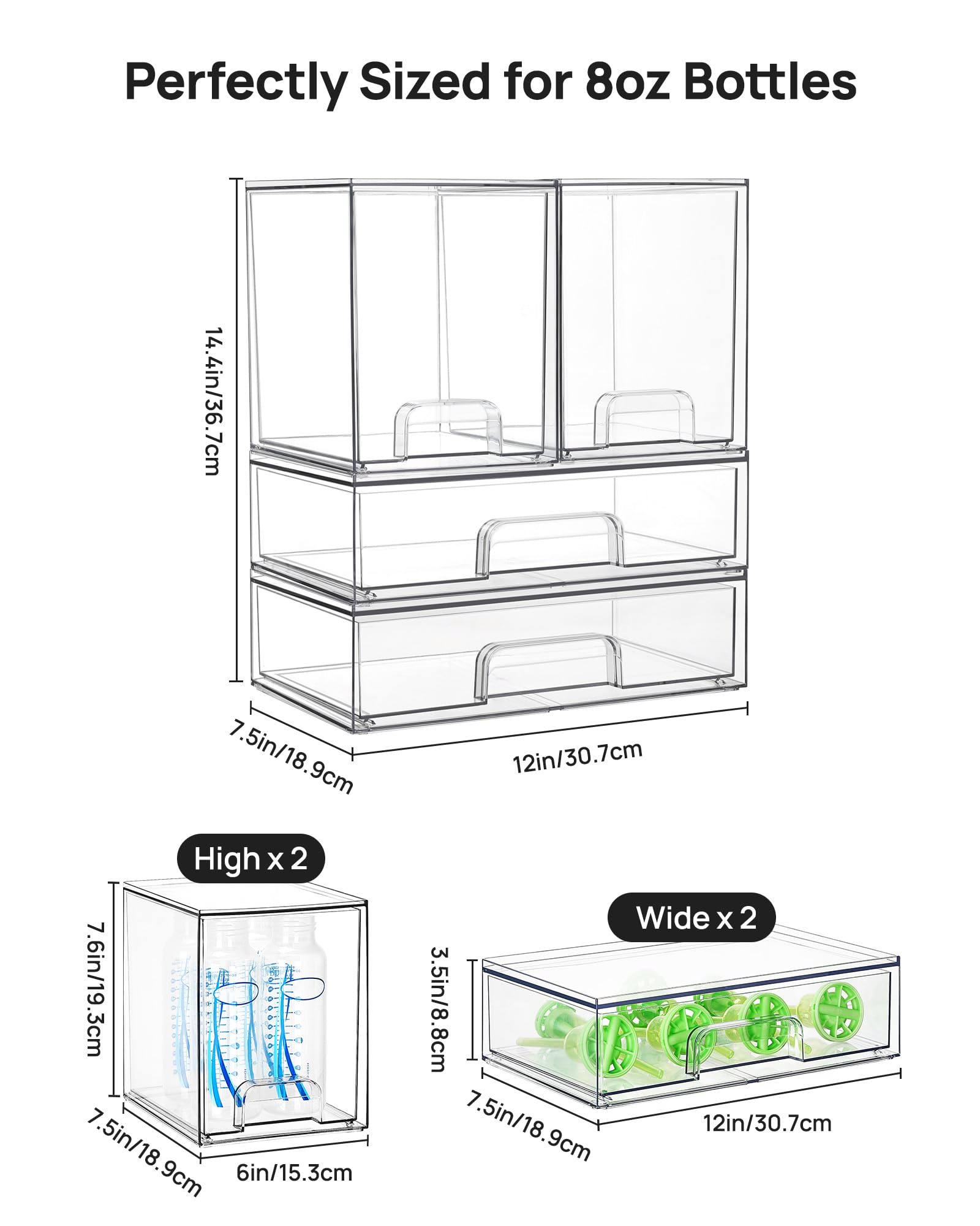 Clear Stackable Storage Drawers Set of 4 (4 Count)