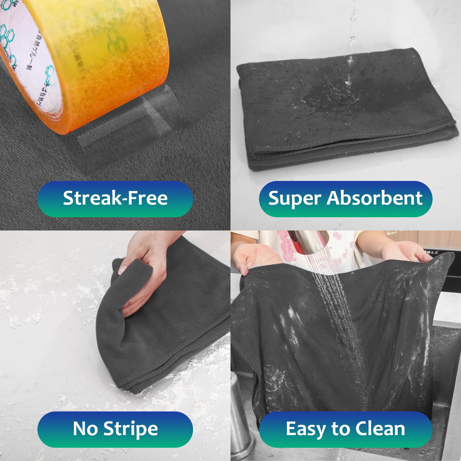 3 Pcs Extra Large Microfiber Cleaning Cloth 30" x 20" Washable Reusable Microfiber Towel Streak Free Lint Free Cloth for Cleaning Home Glass Office Window Bathrooms (3 Count)
