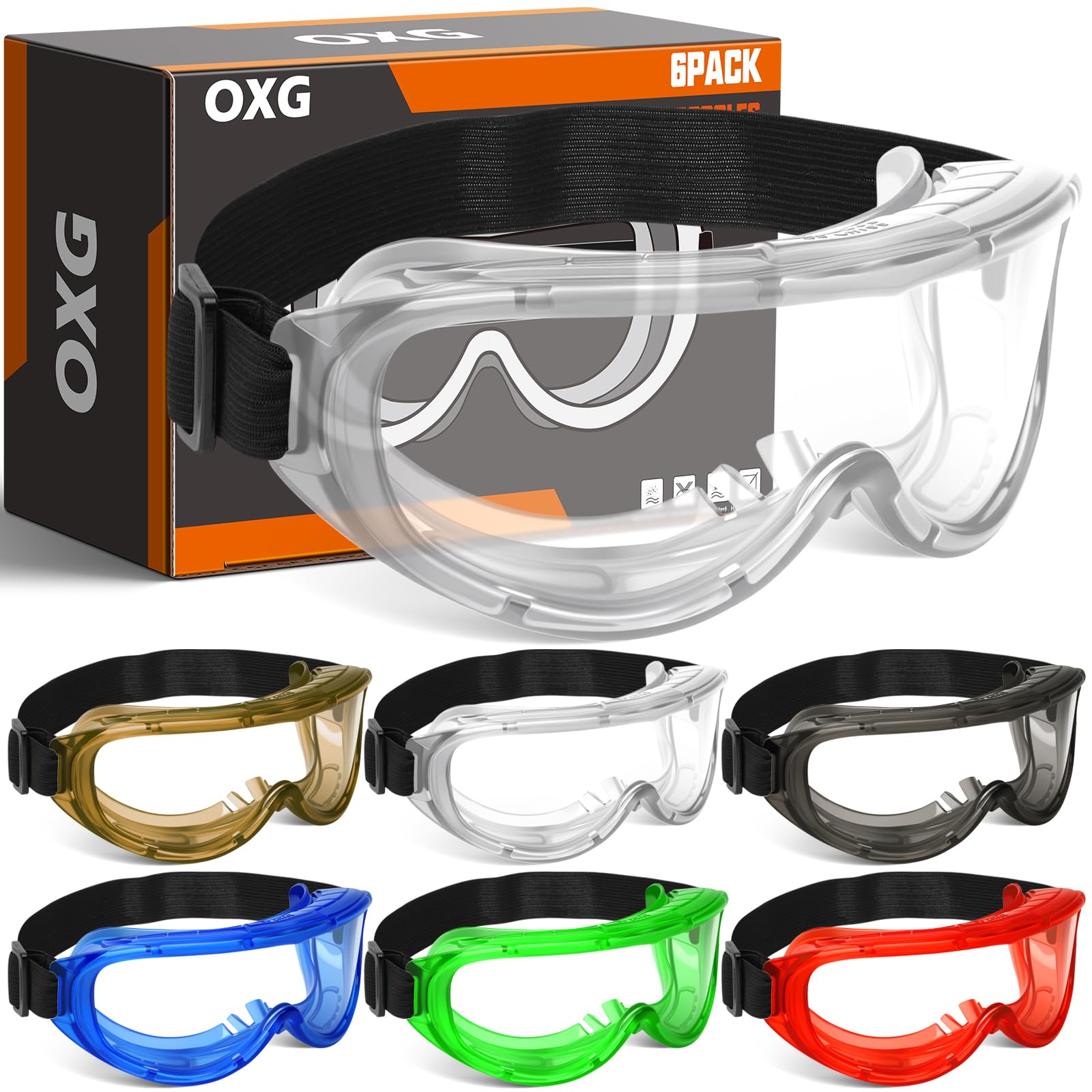 6 Pack Protective Safety Goggles Anti (6 Count)